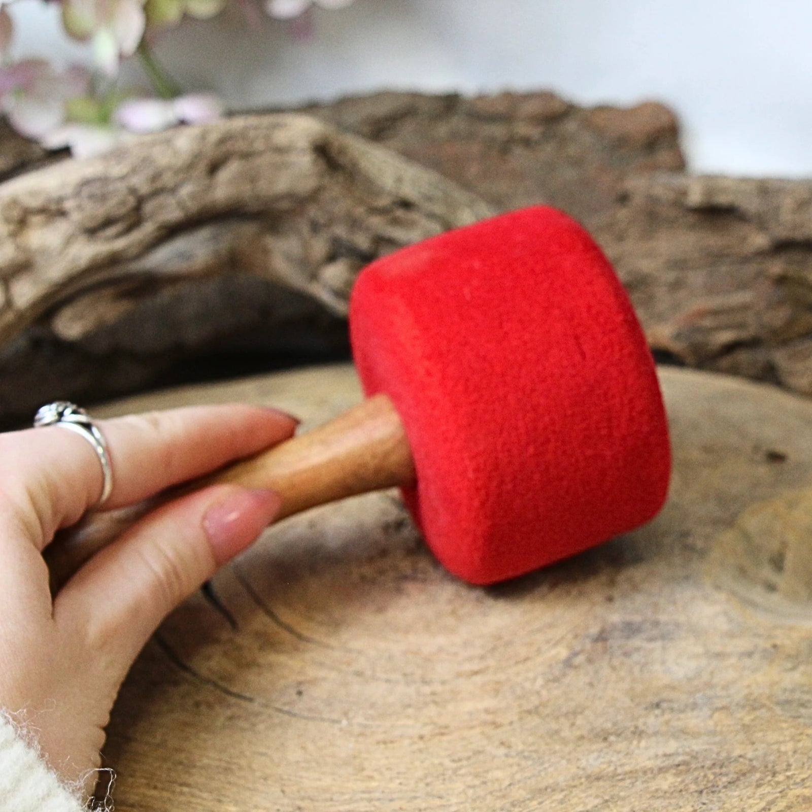Aanslagstok rood vilt XL - 33 cm