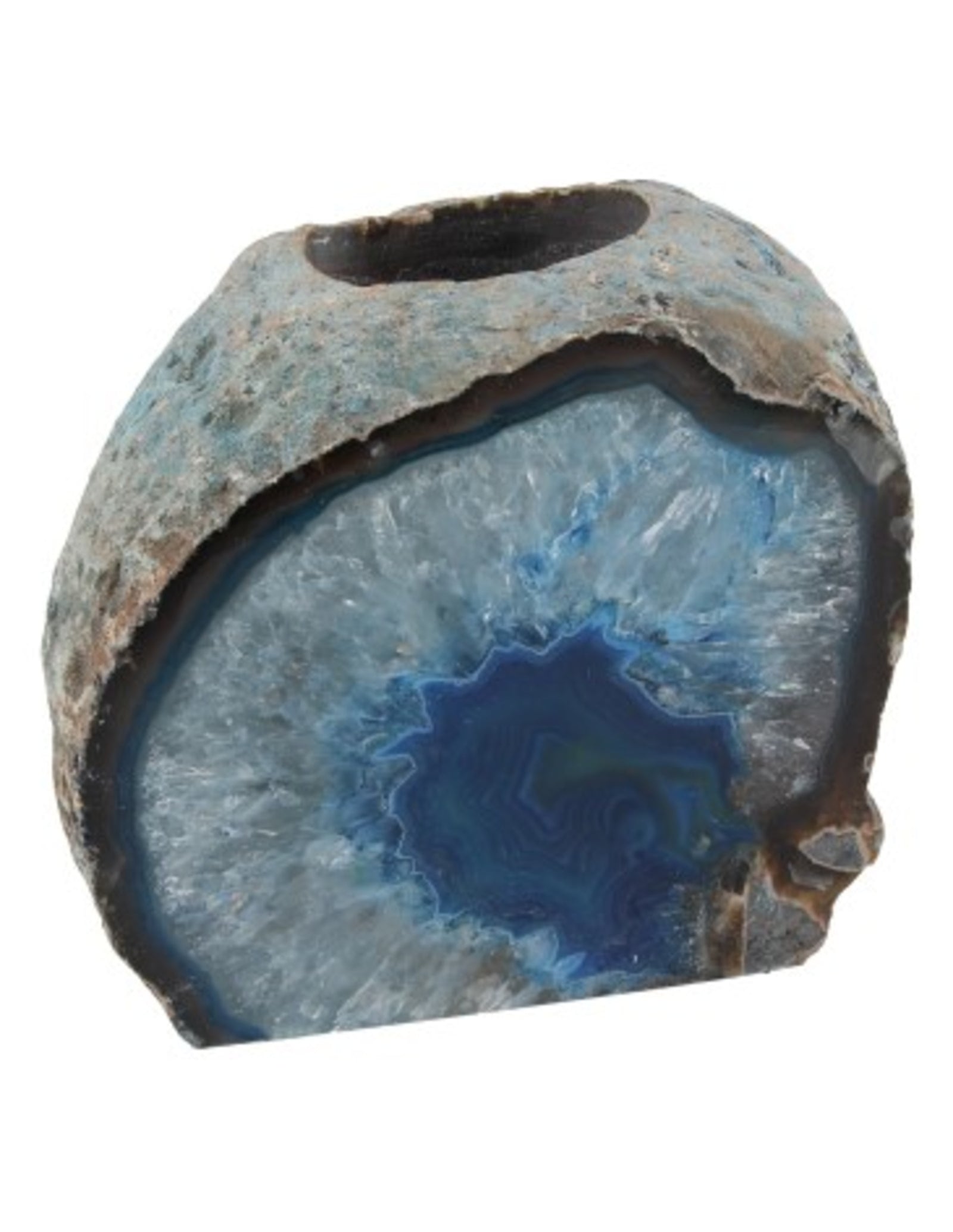 Agaat blauw theelichthouder (gekleurd)