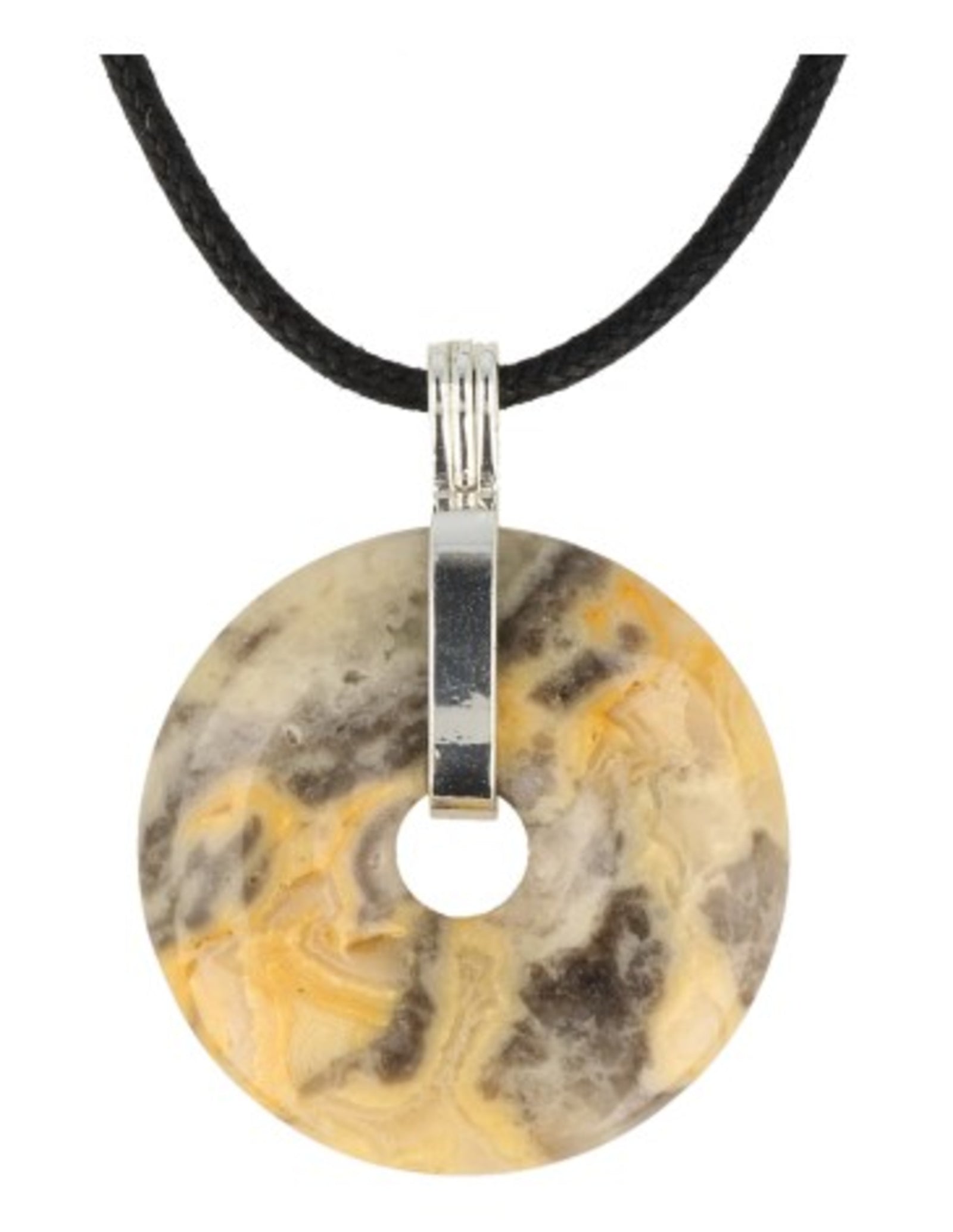 Agaat crazy lace donuthanger 30 mm aan koord