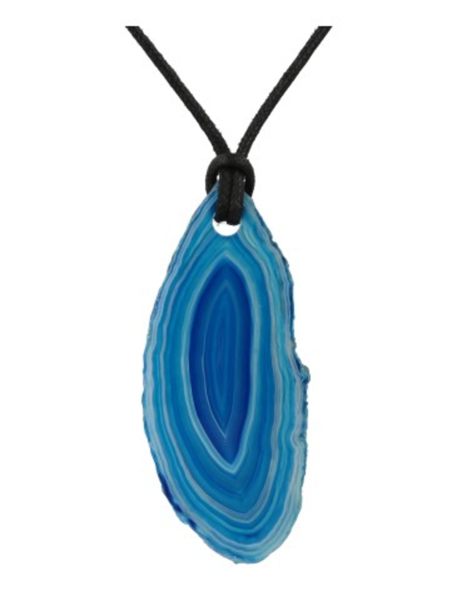 Agaatplak blauw hanger aan koord