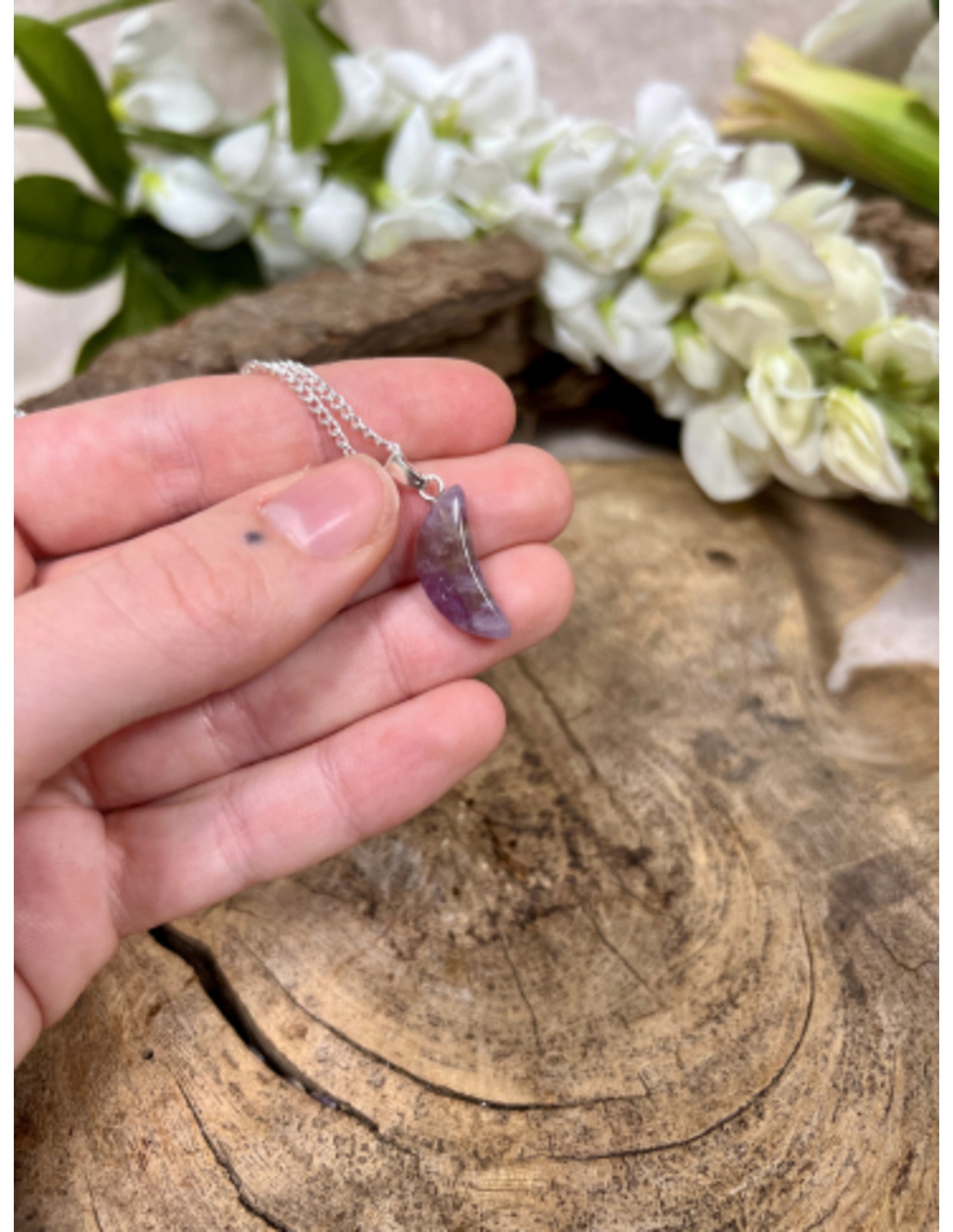 Amethist edelsteen maanhanger 20 mm