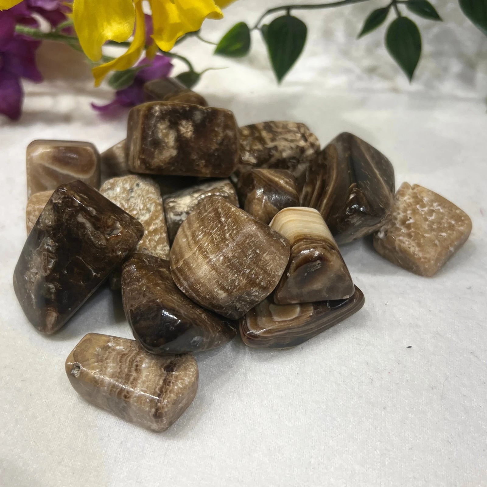 Aragoniet bruin A trommelstenen 500 gr. (mt3)