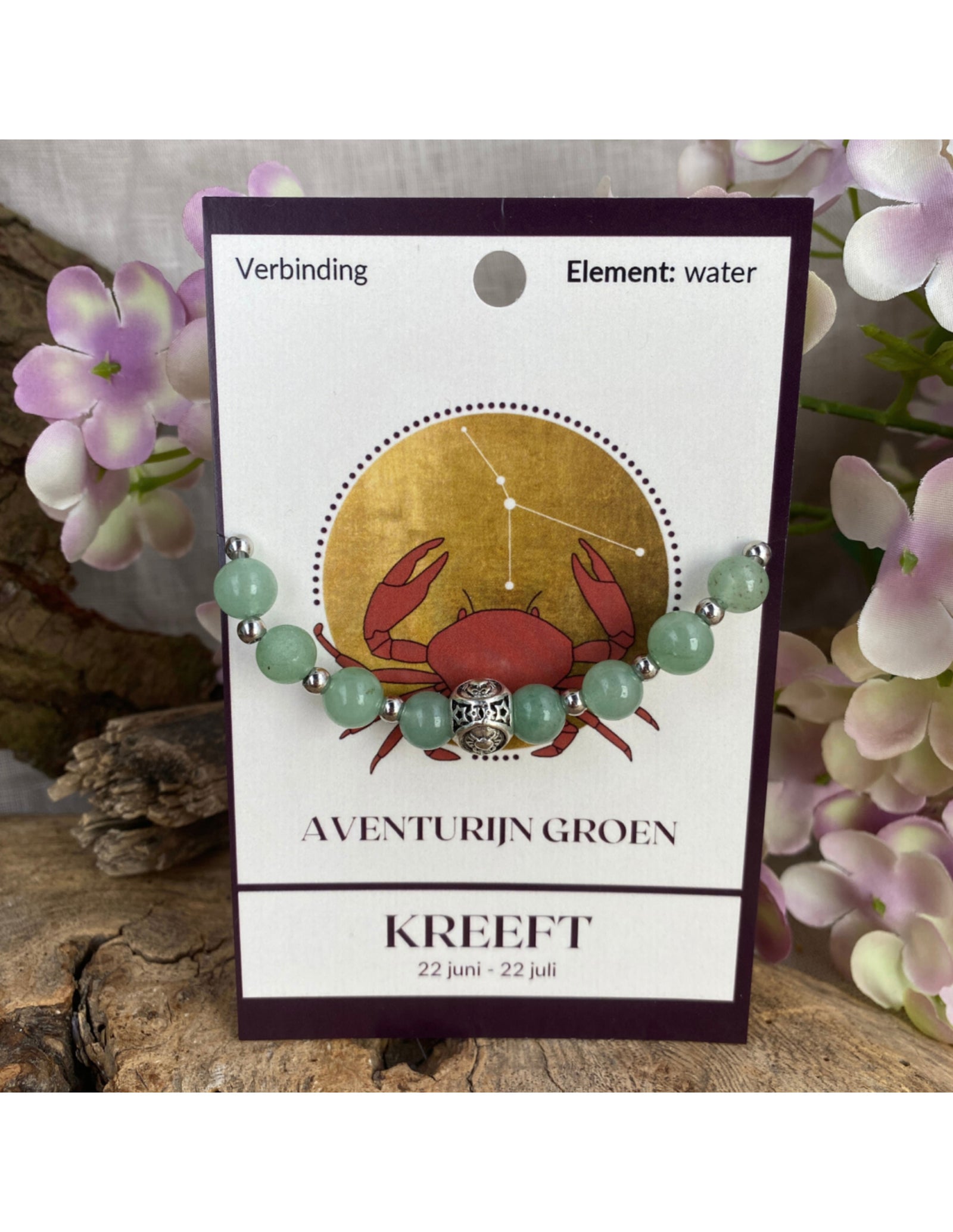 Aventurijn groen sterrenbeeld armband - Kreeft