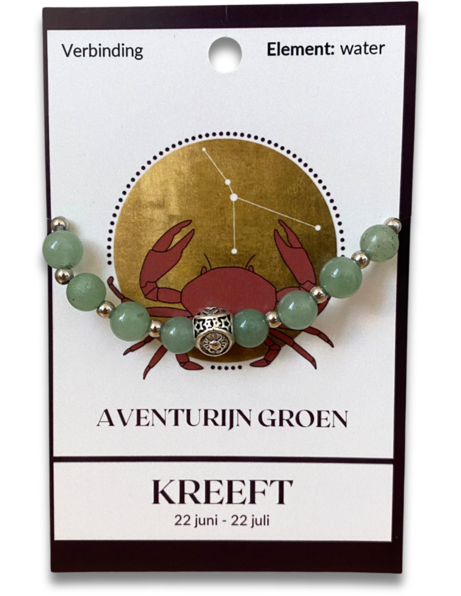 Aventurijn groen sterrenbeeld armband - Kreeft