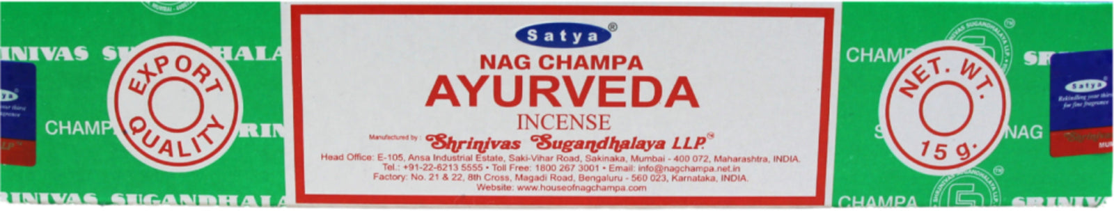 Ayurveda wierook stokjes Satya 15 grams