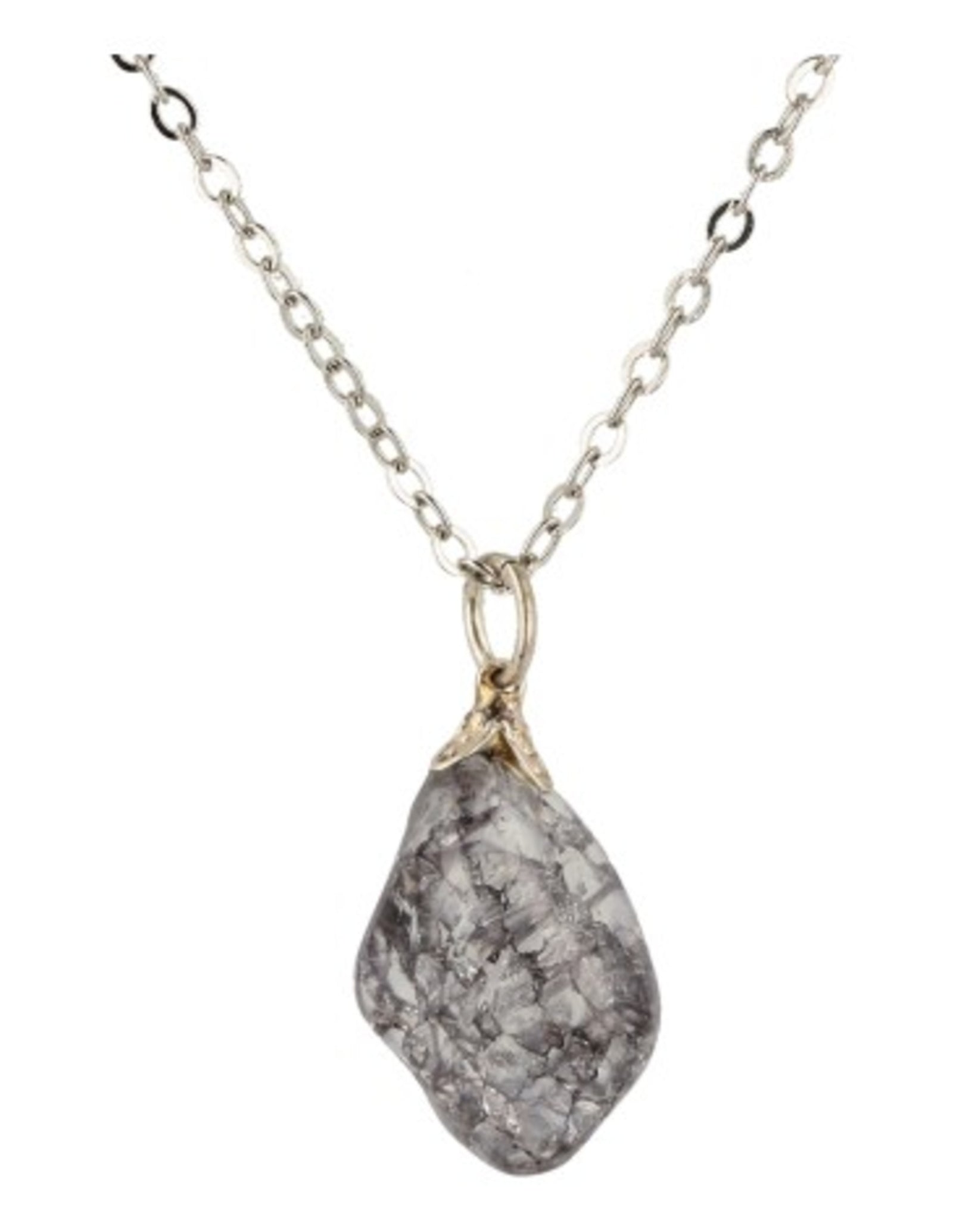 Bergkristal edelsteen hanger crackle grijs (gekleurd)