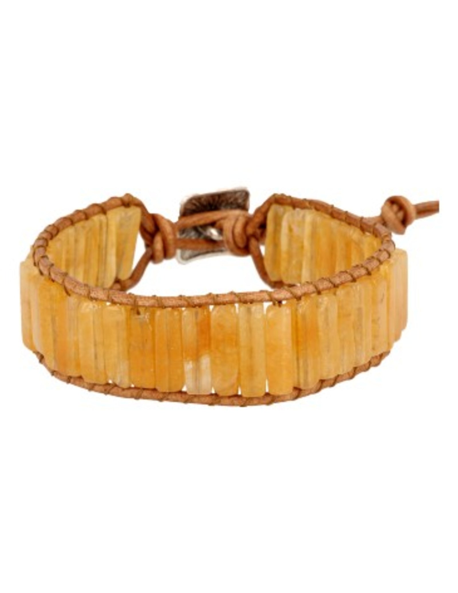 Calciet geel leren armband gipsy-style