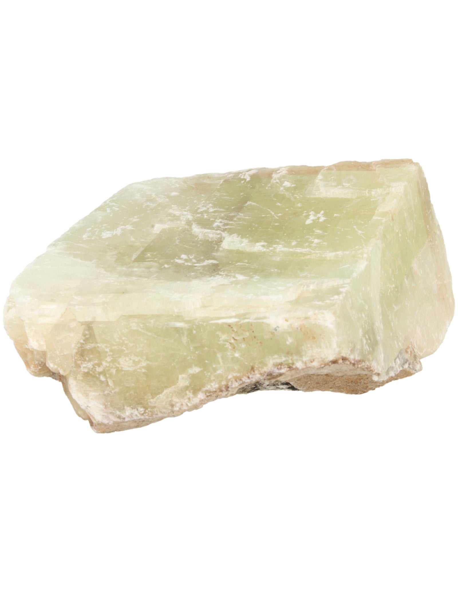 Calciet groen dubbelspaat ruw stuk 1,25 - 1,5 kilo