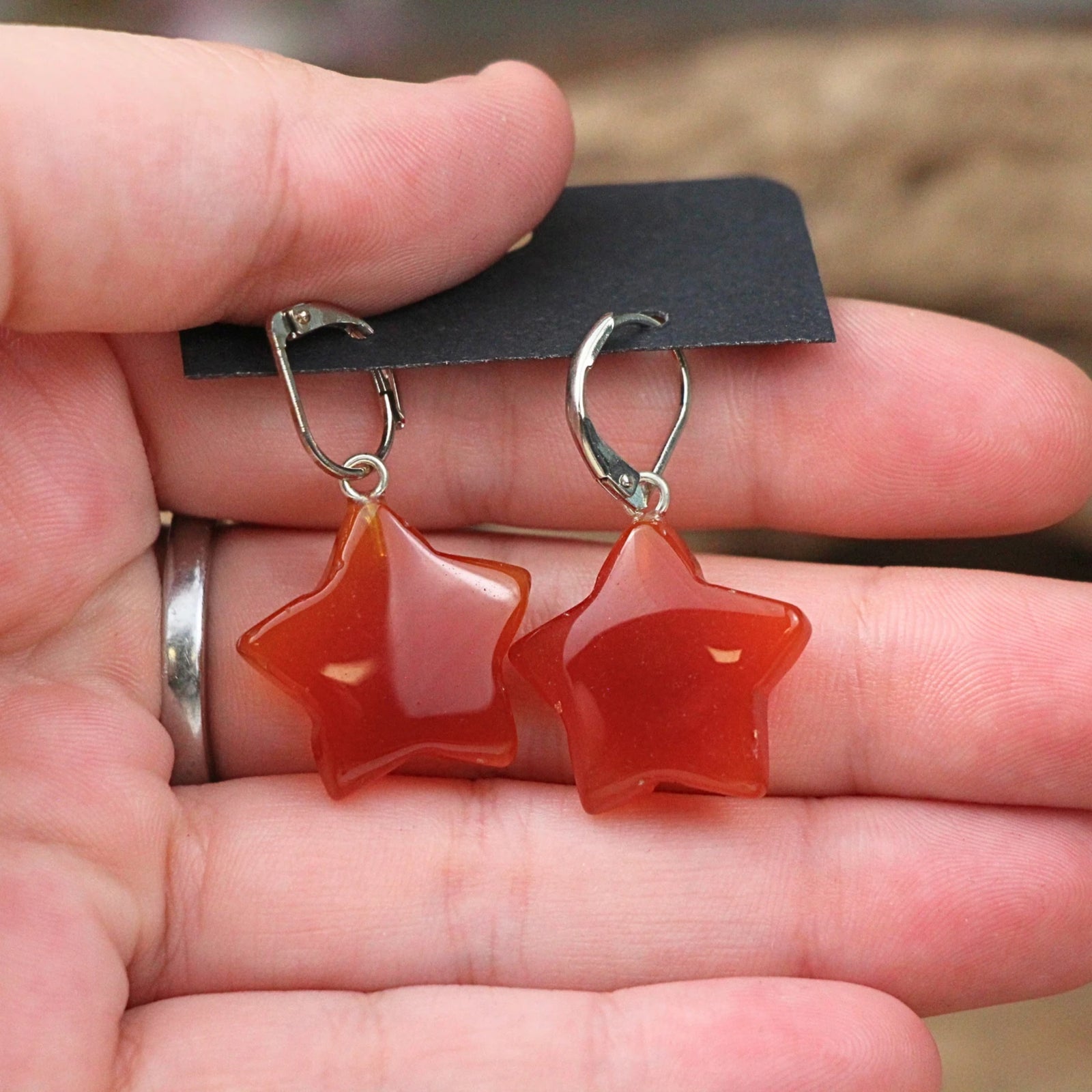 Carneool ster oorbellen - fashion jewelry