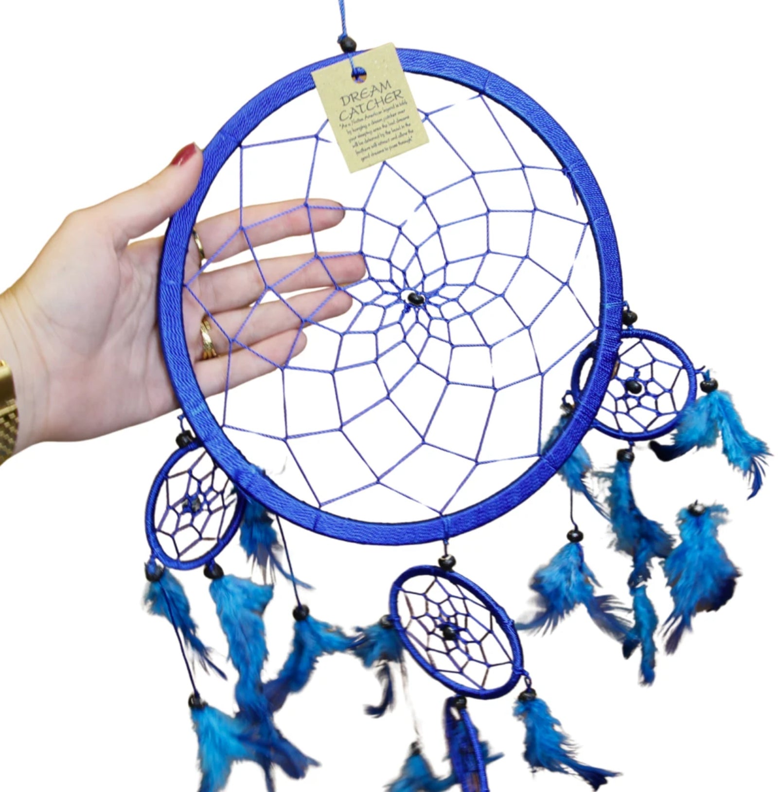 Dromenvanger - 22 cm - Blauw - alleen veren - Dreamcatcher