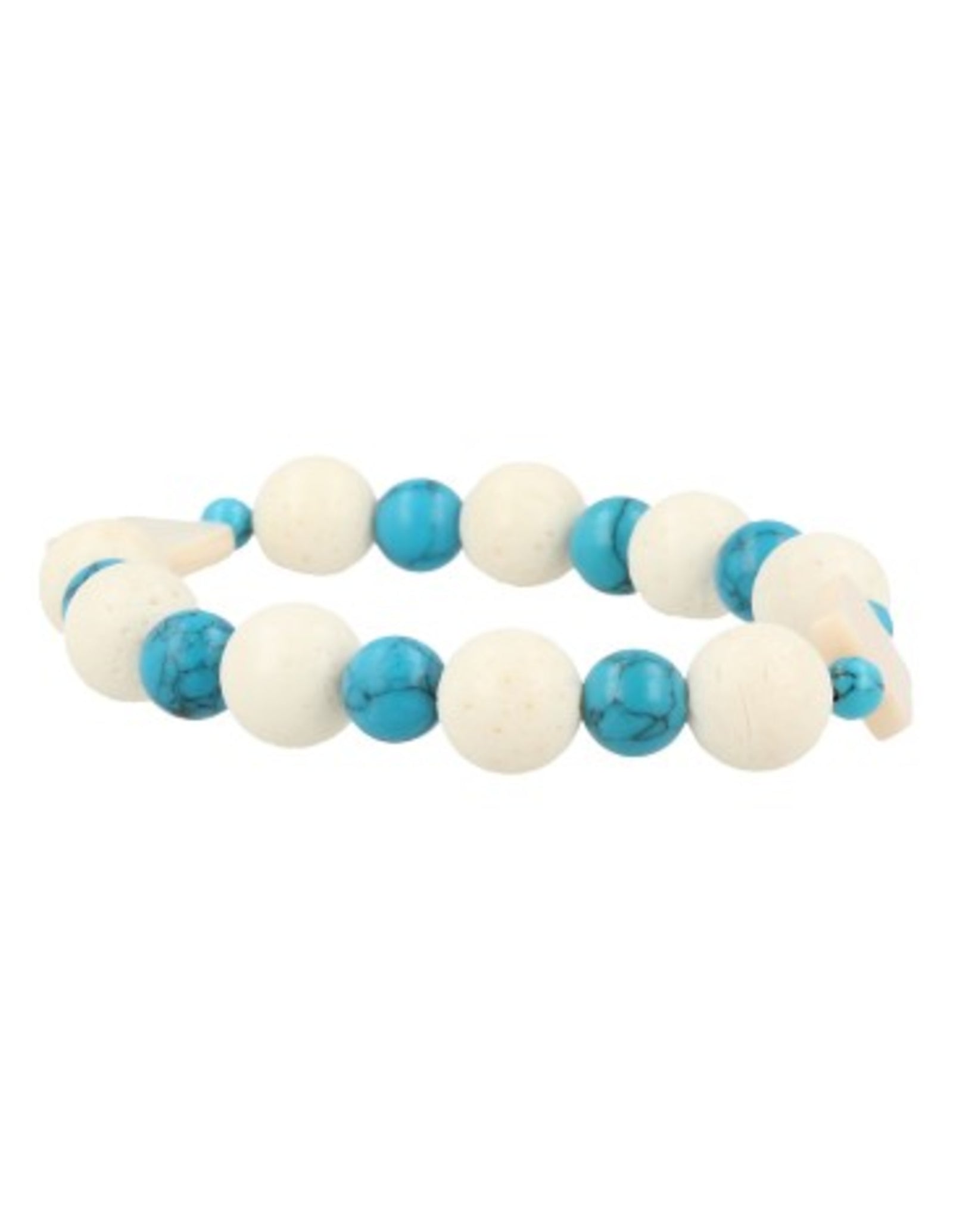 Edelsteen armband Howliet blauw / Parelmoer / Schuimkoraal wit (imitatie)