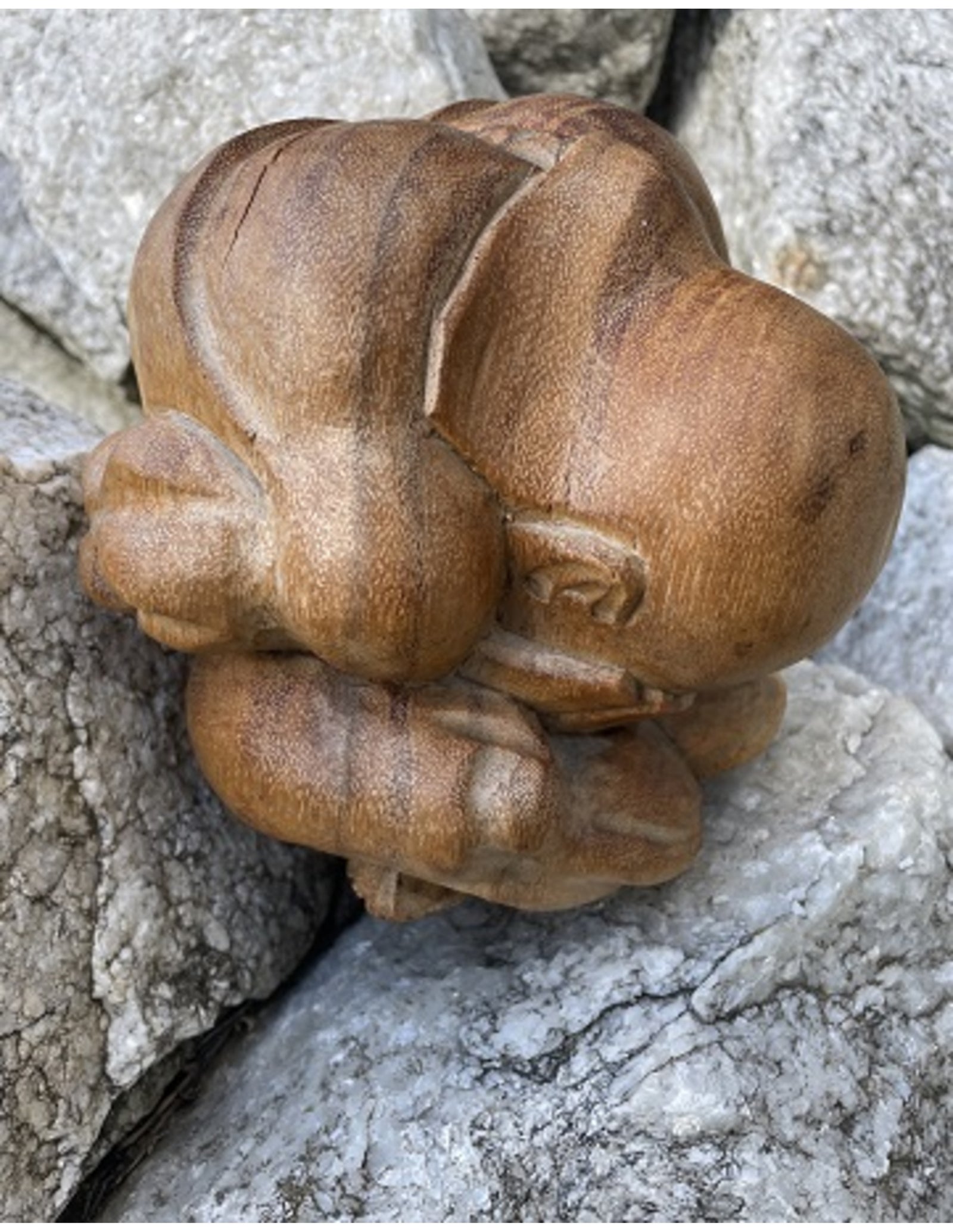 Houten Yogiman - Orang Malu - ca. 14 cm - nr.3
