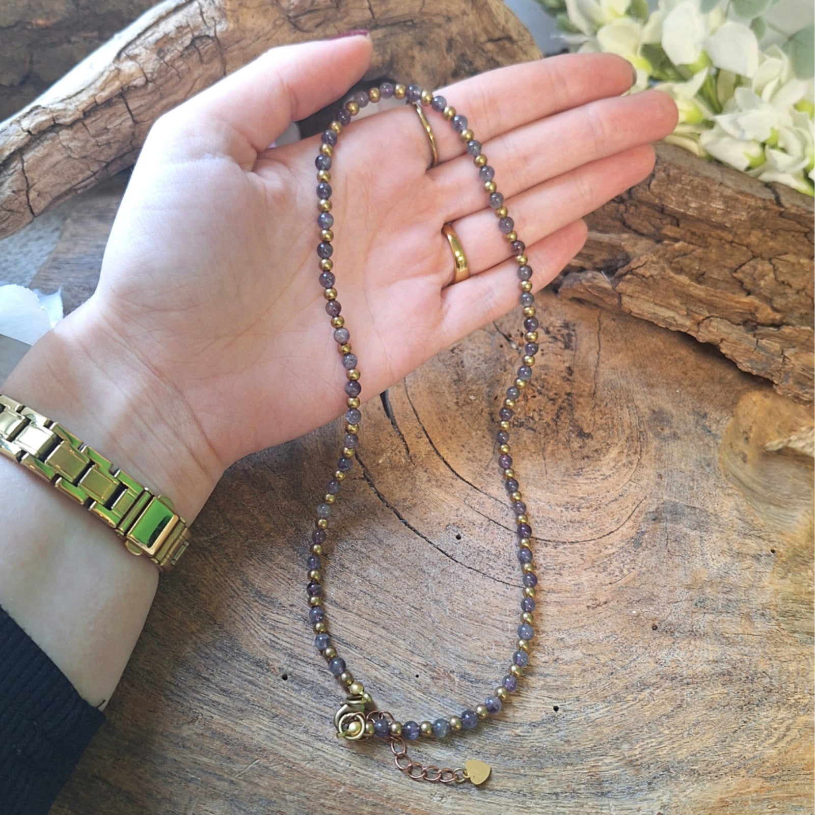 Ibiza love ketting Amethist brons
