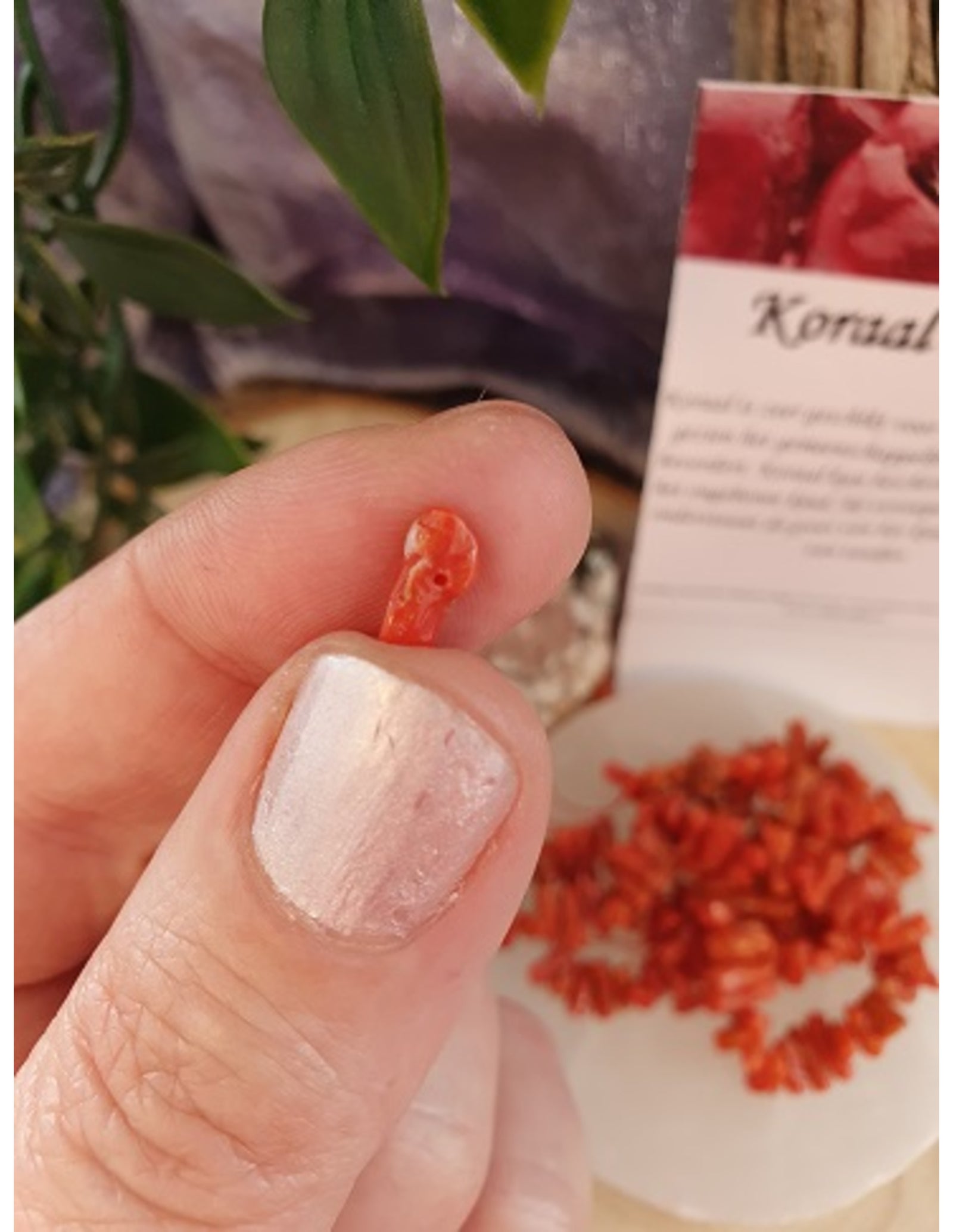 Koraal kralen streng split rood (imitatie)