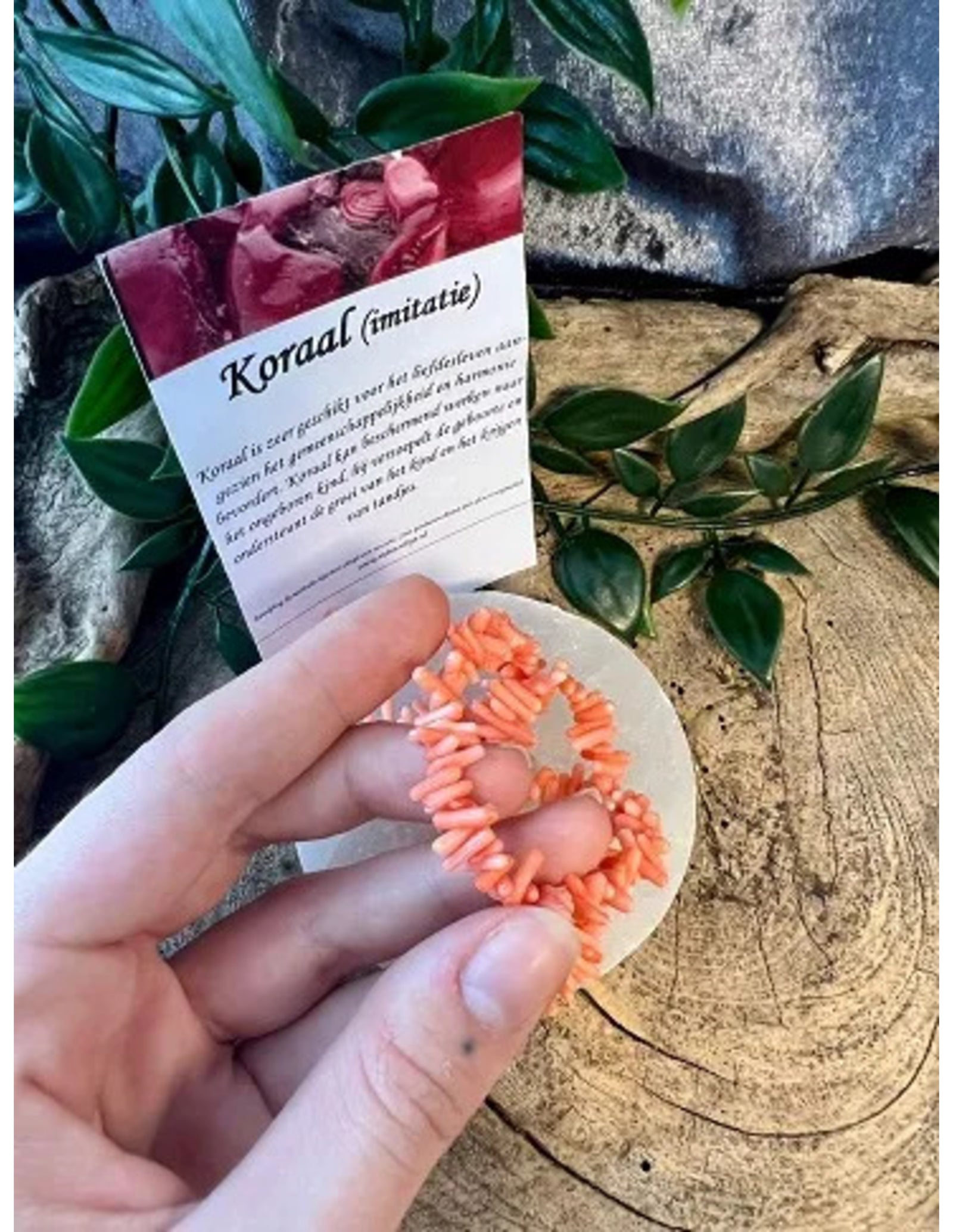 Koraal split oranje kralen streng (imitatie)