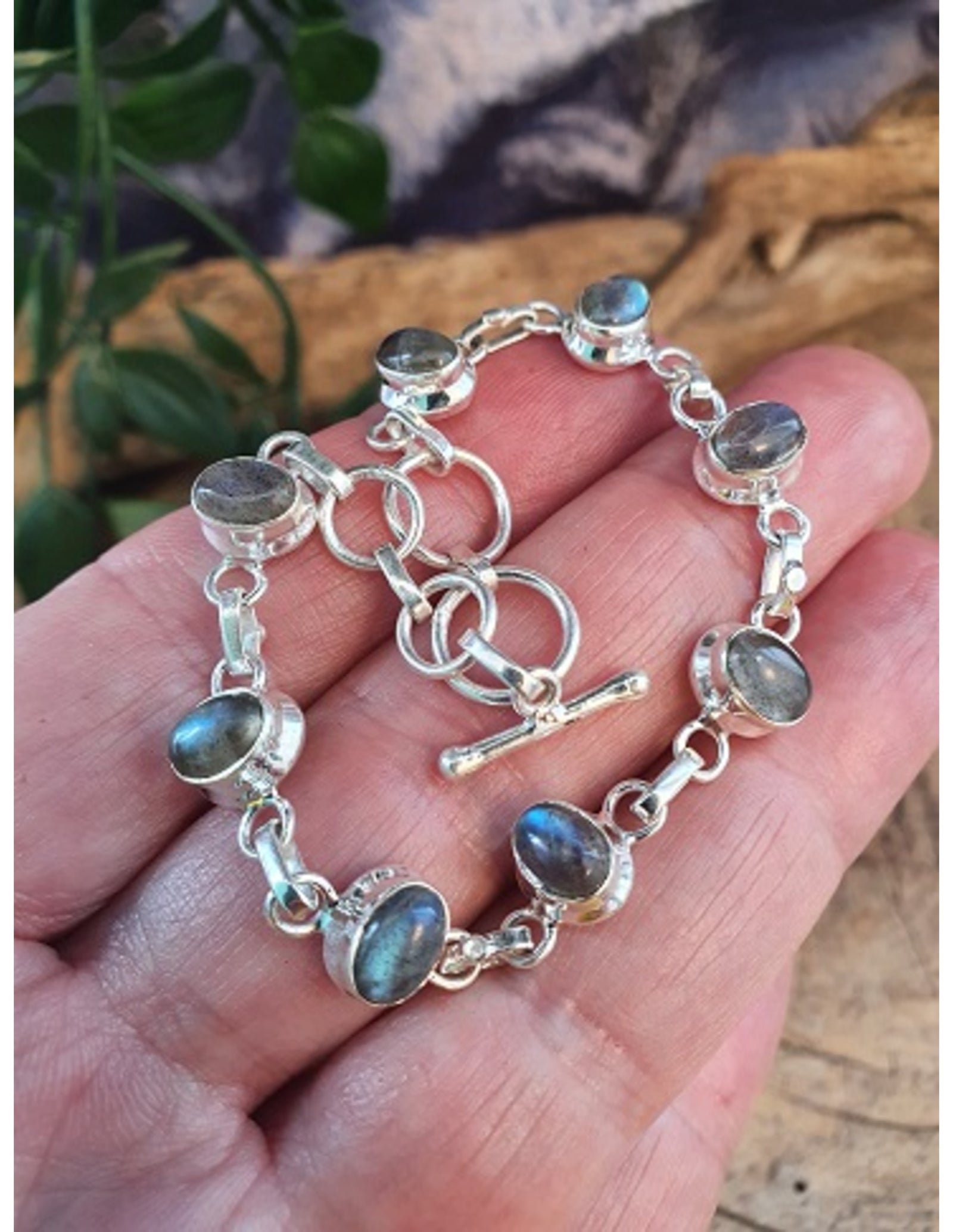 Labradoriet armband zilver ovaal