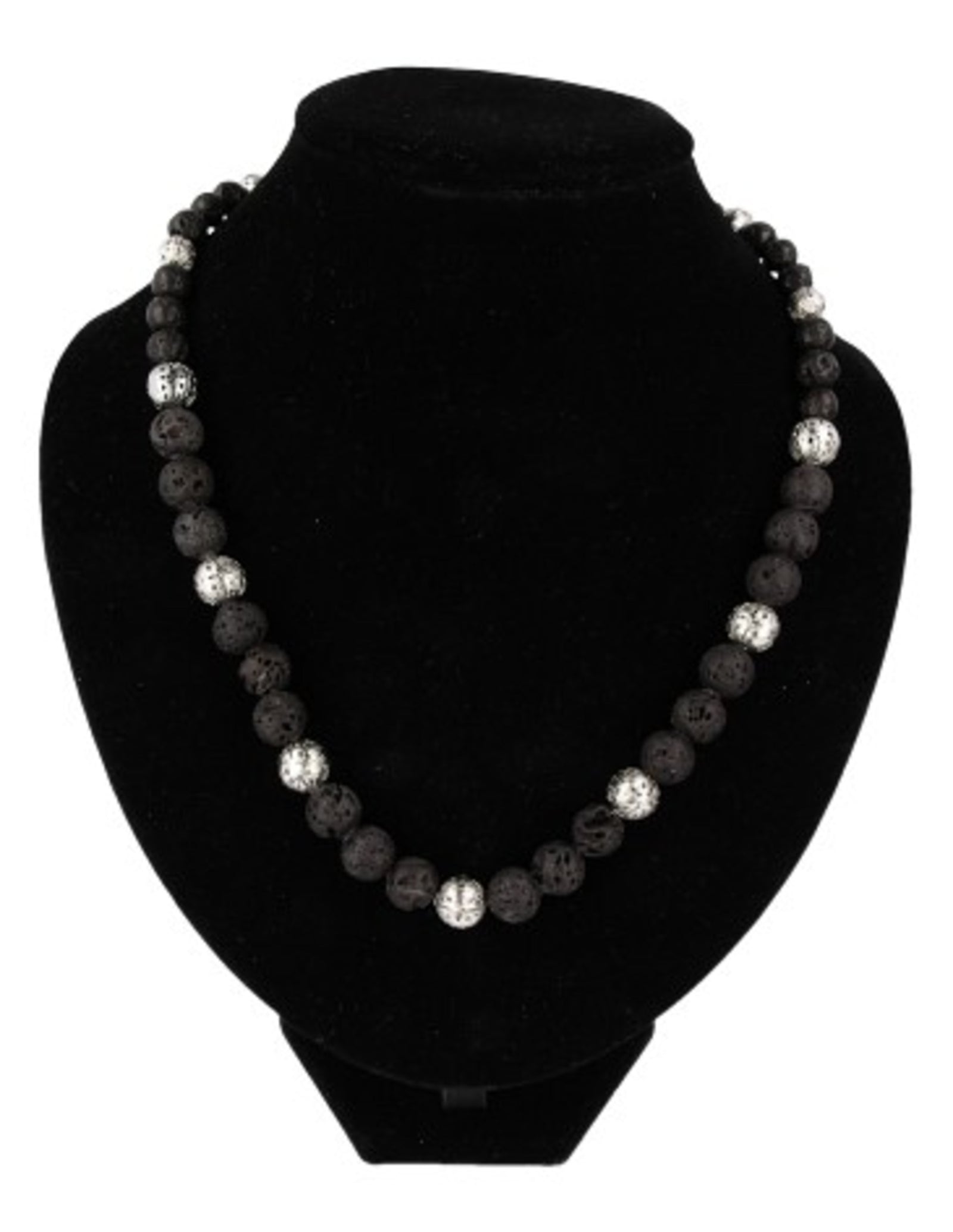 Lavasteen ketting 10 mm met tussenkraal