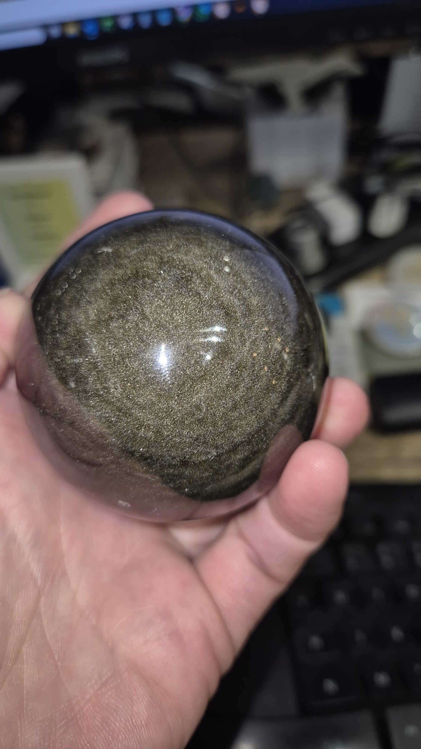 Obsidiaan goud 8 cm edelsteen bol