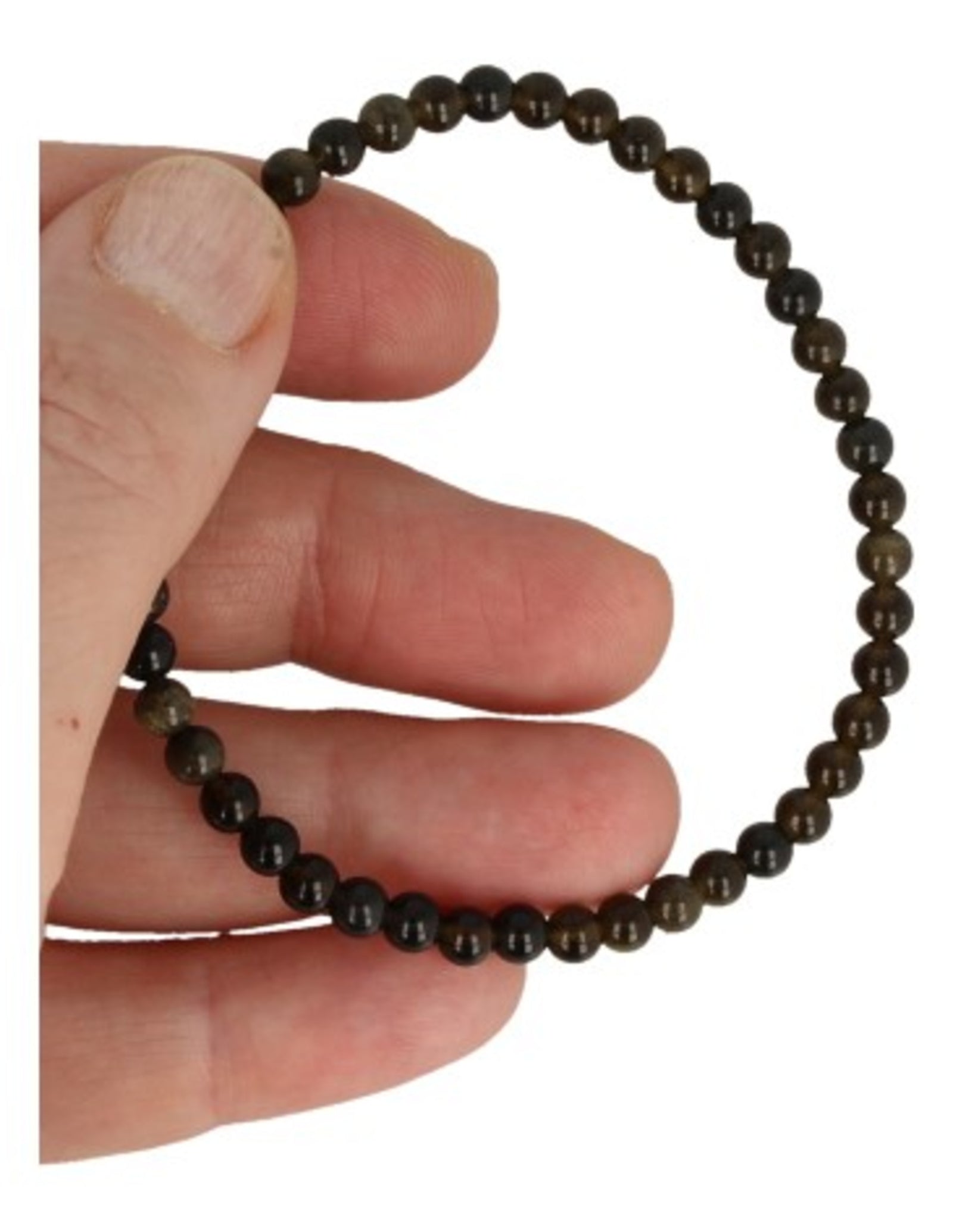 Obsidiaan goud kralenarmband 4 mm