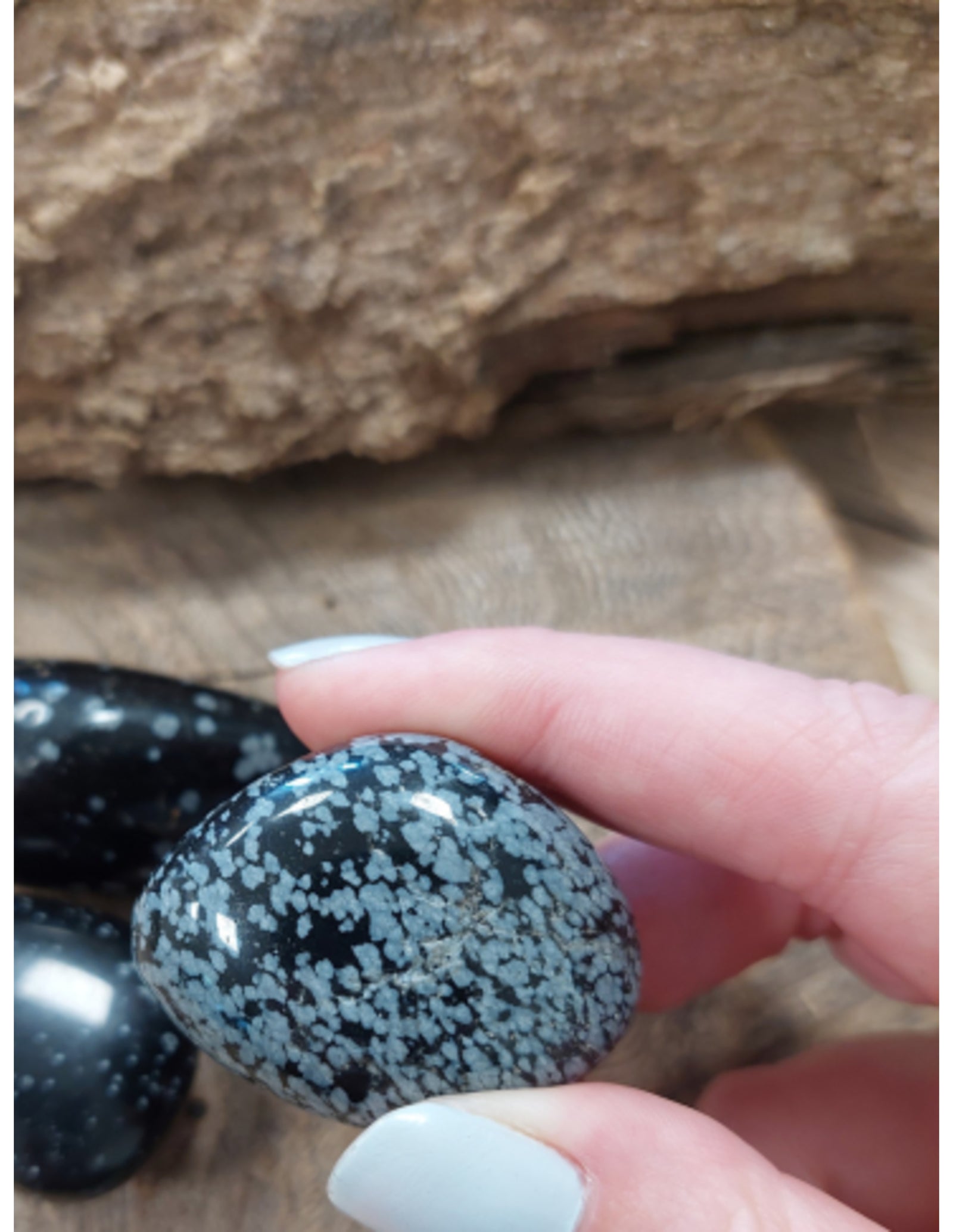Obsidiaan sneeuwvlok trommelstenen 100 gr. (mt3)