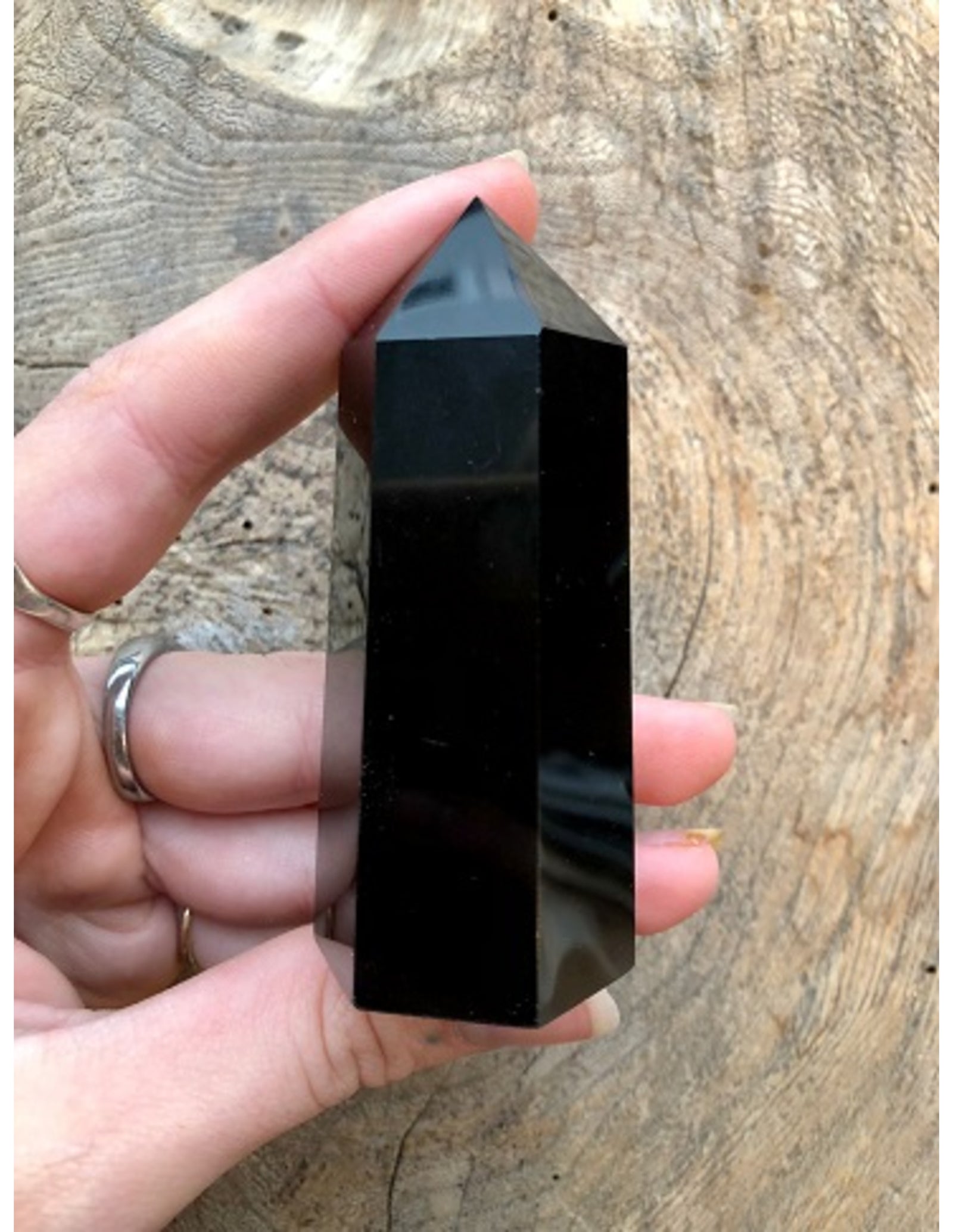 Obsidiaan zwart edelsteen punt 7-8 cm
