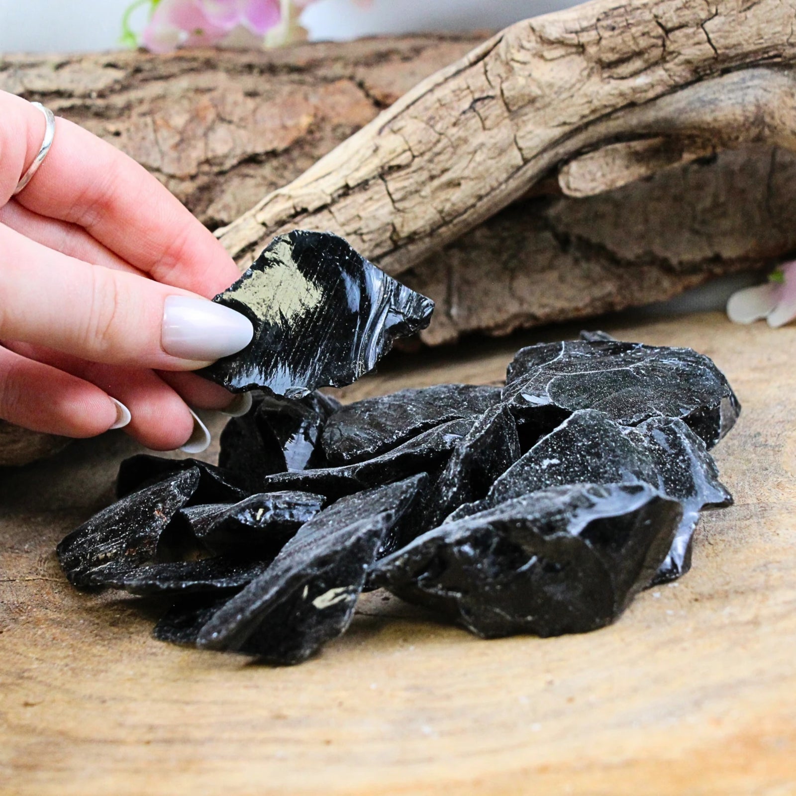 Obsidiaan zwart ruw, p/kg