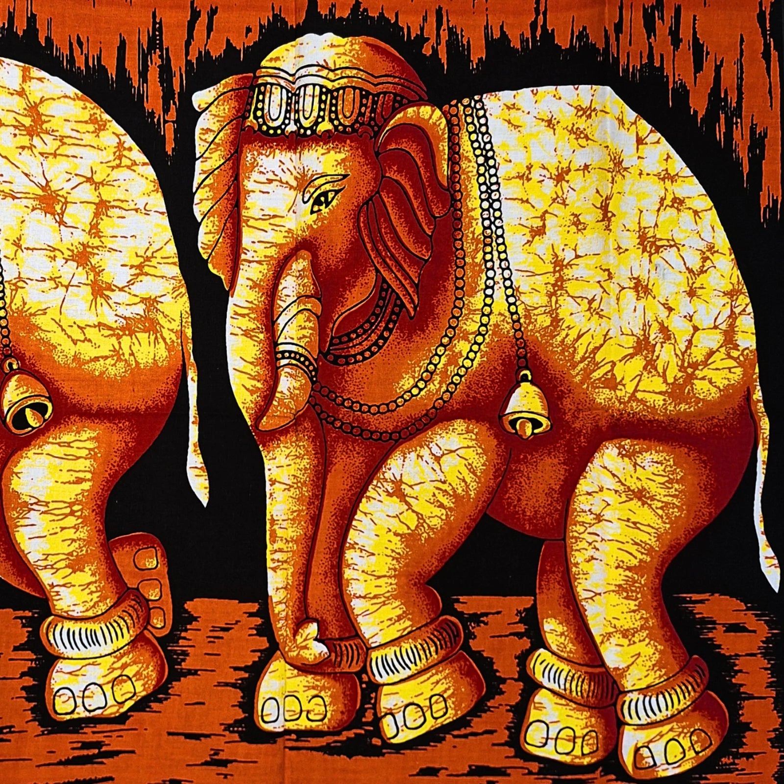 Olifanten Doek - Oranje - wandkleed 115 cm x54 cm