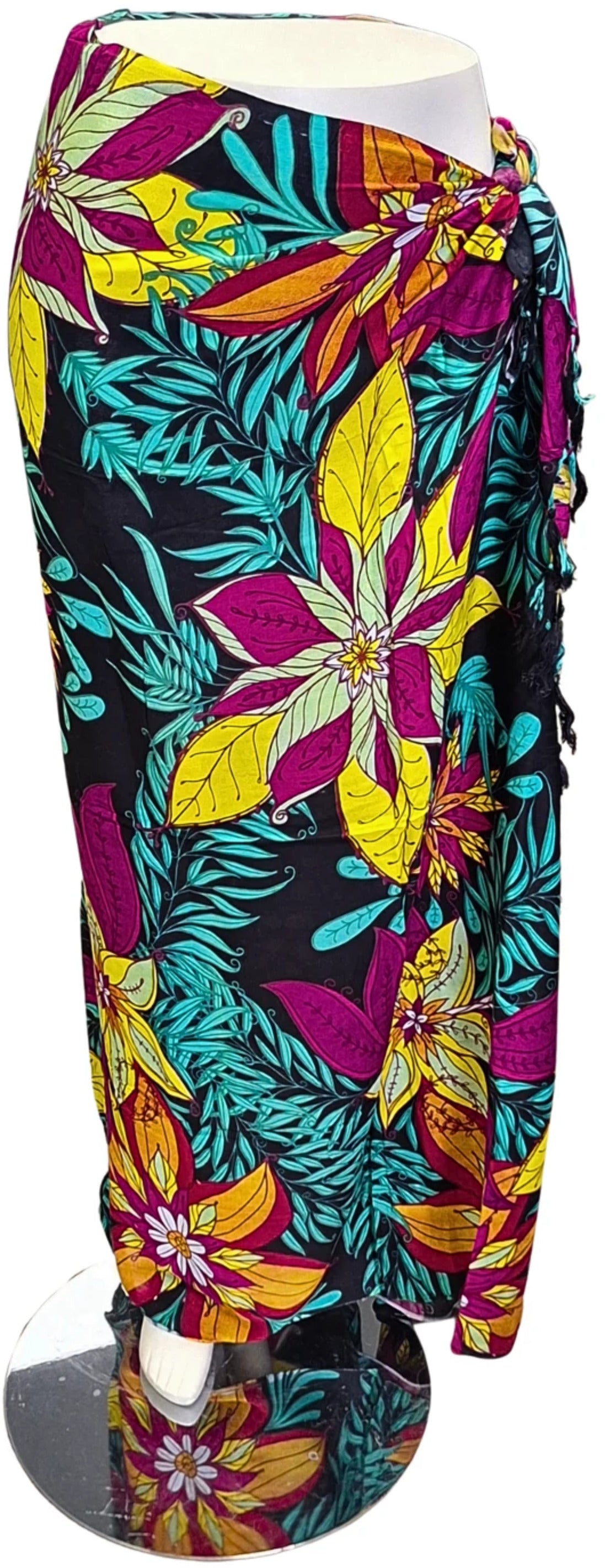 Om Namaste Sarong - 673 - Bloemen motieven - Roze, geel, rood