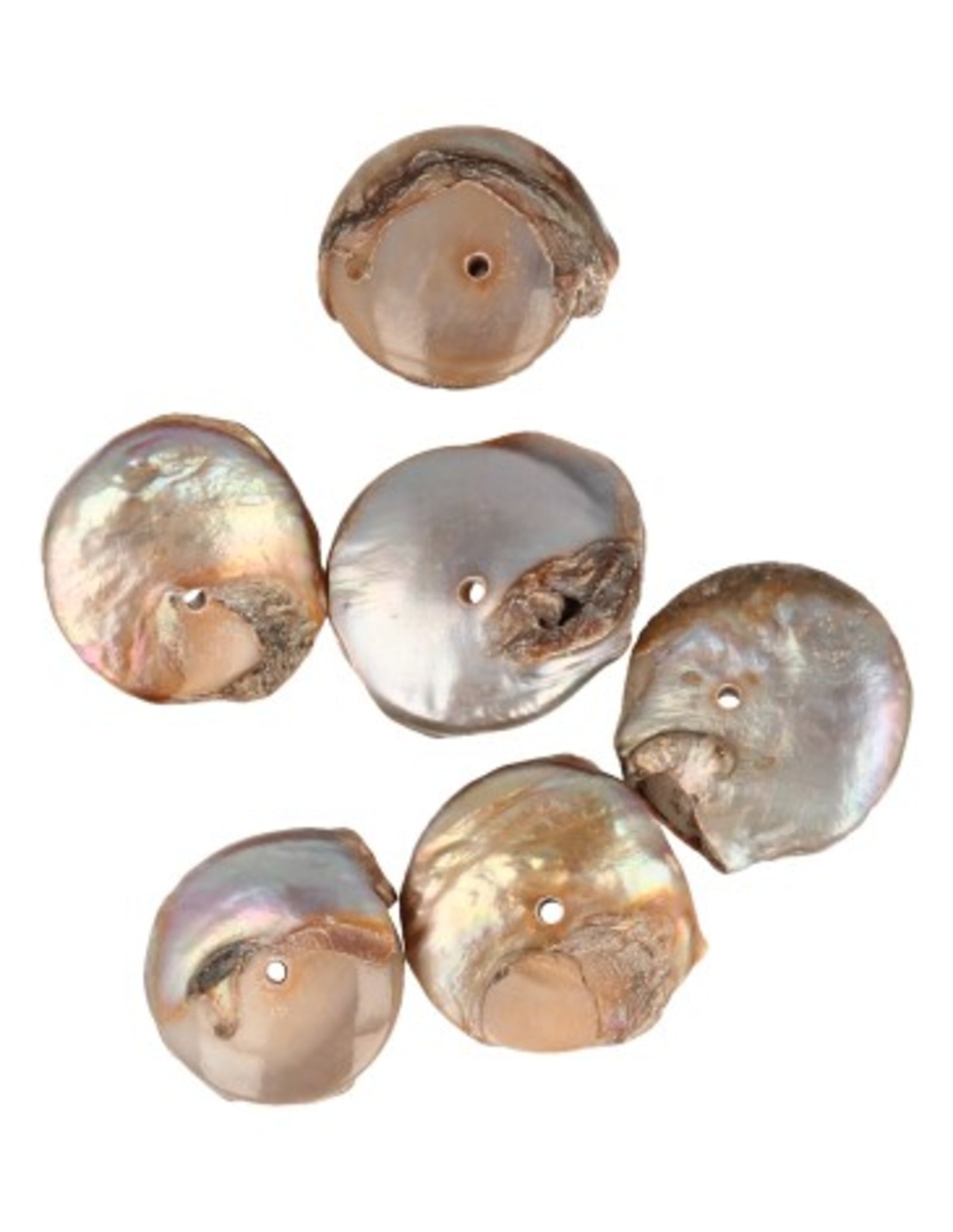 Parel disc bruin kralen - 6 st. (bijgekleurd)