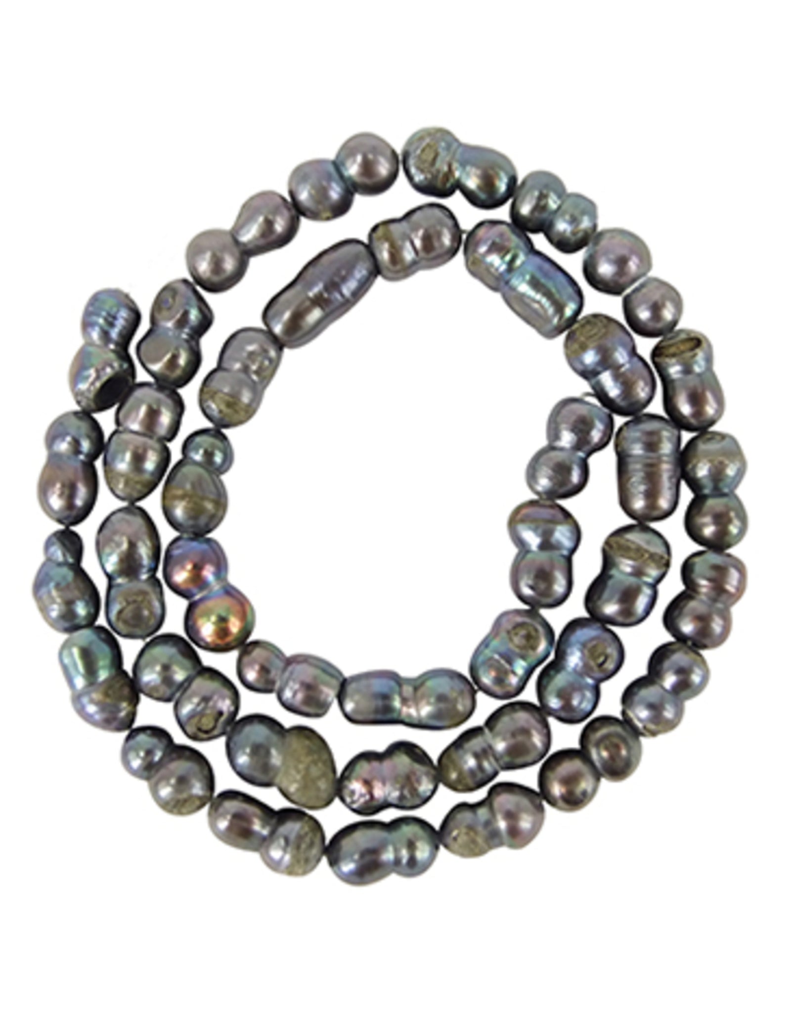 Parel grijs kralen streng dubbel 6 mm (bijgekleurd)