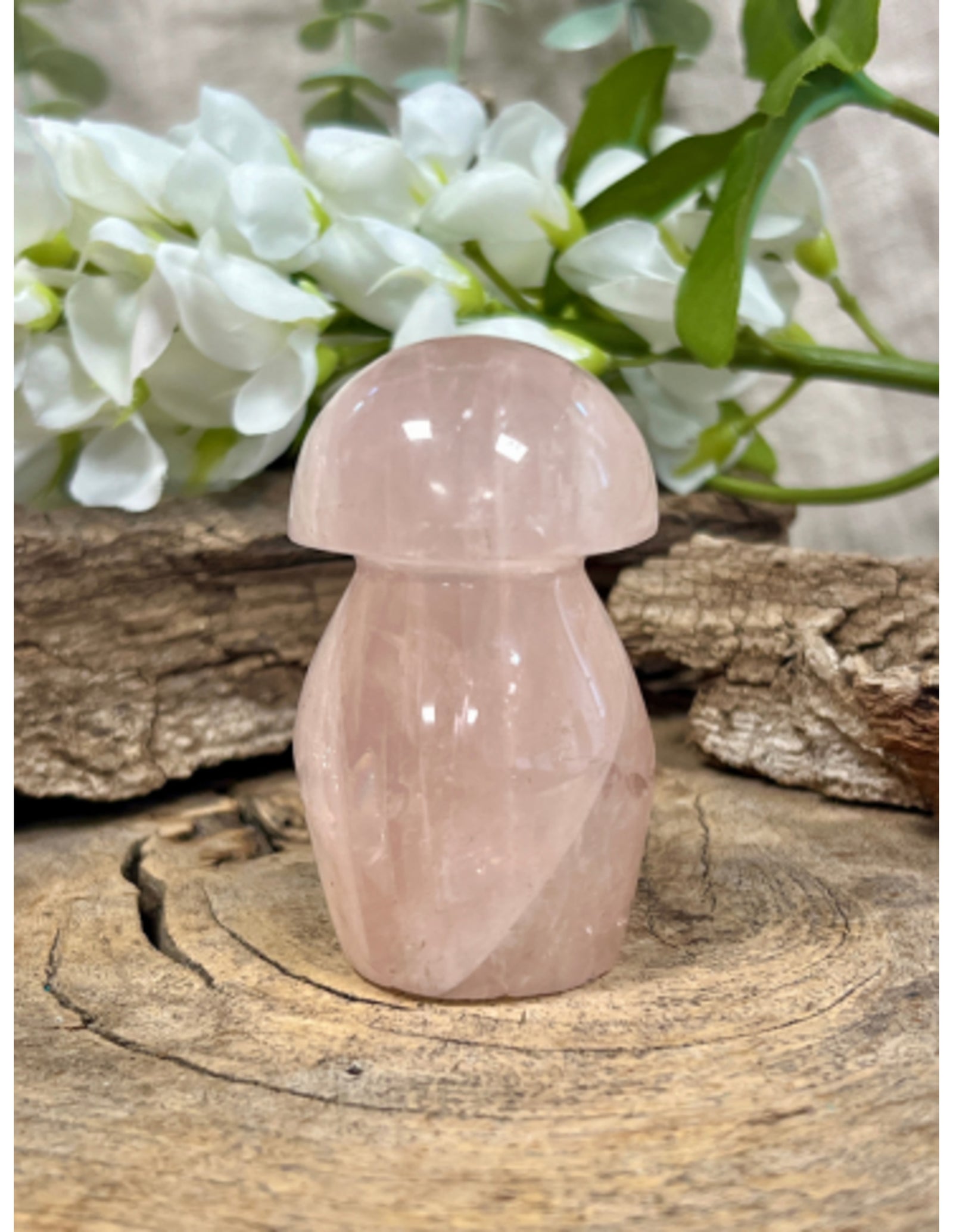 Roze kwarts edelsteen paddenstoel 200-300 gram