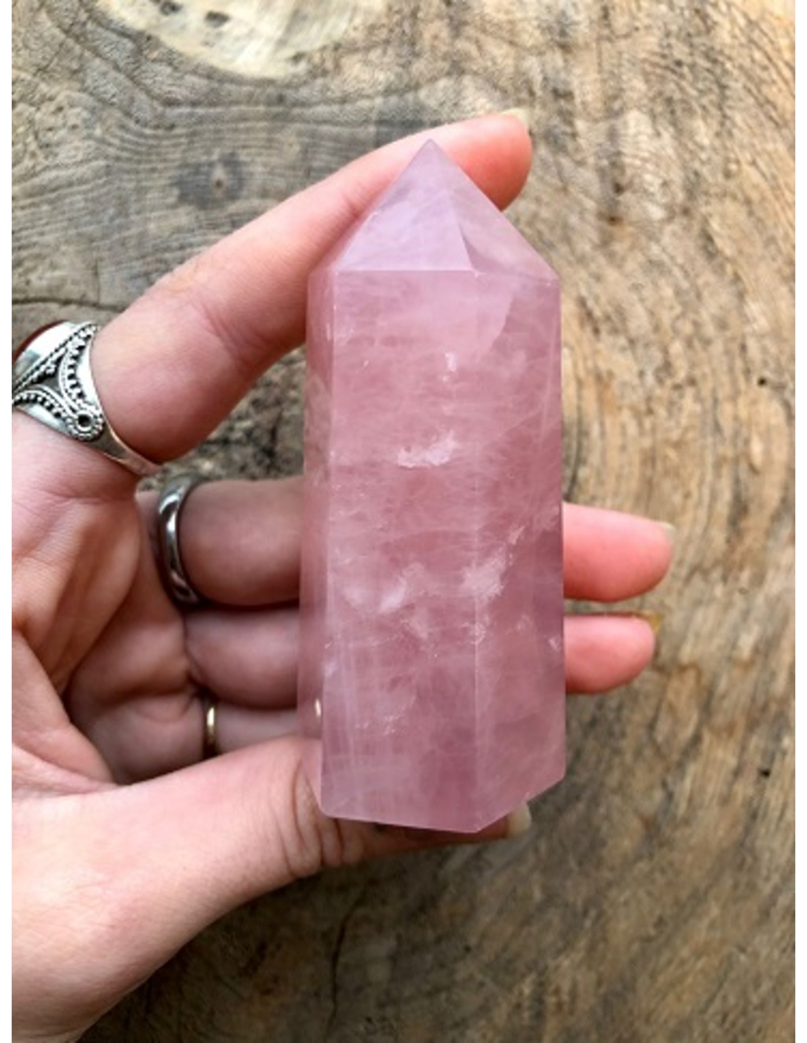 Roze kwarts edelsteen punt 7-8 cm