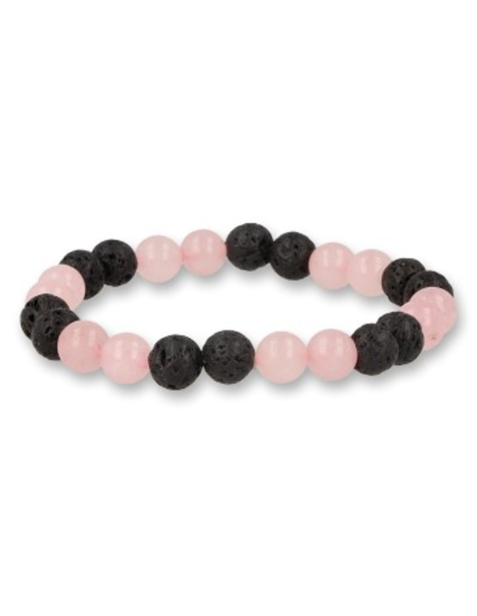 Roze kwarts / Lavasteen kralen armband