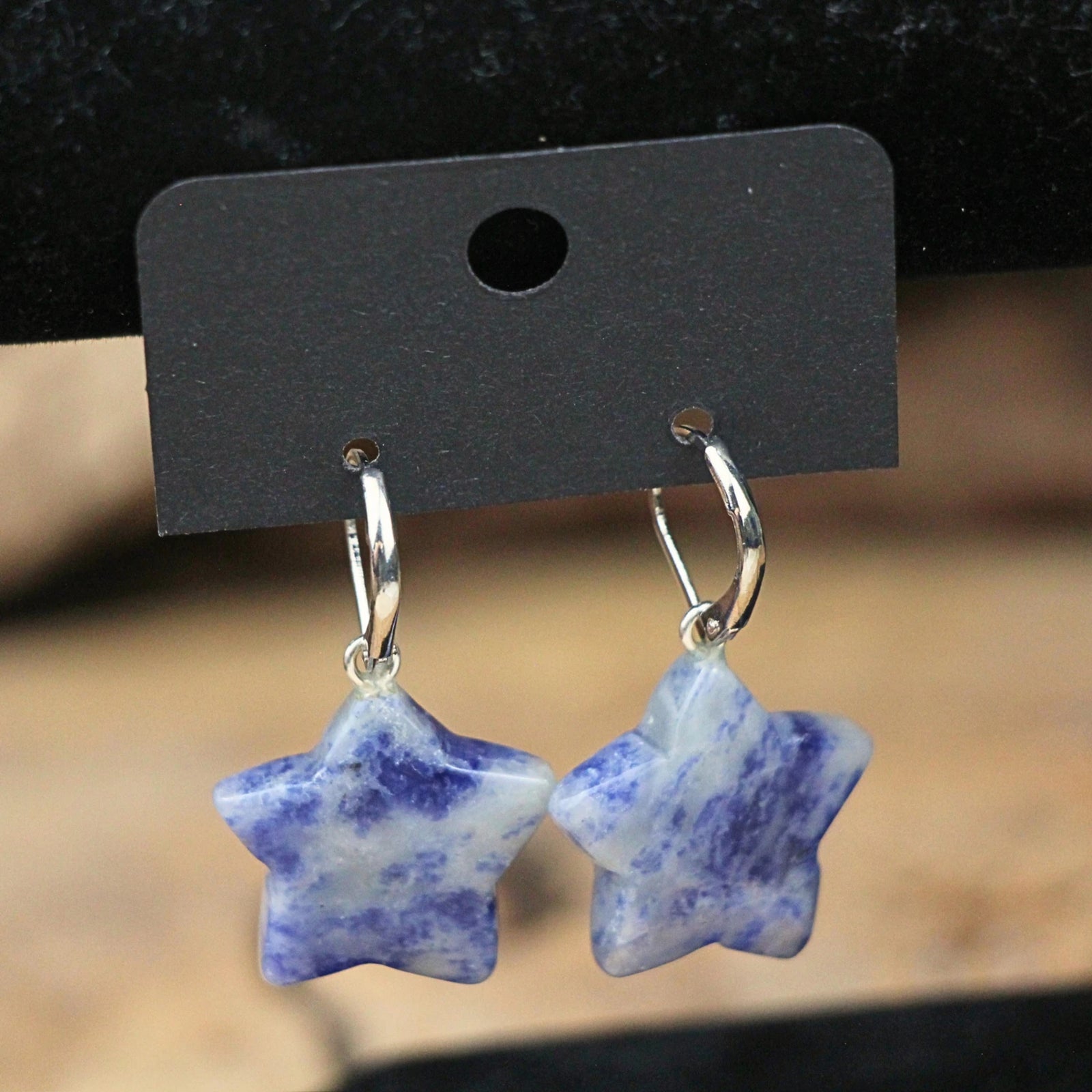 Sodaliet ster oorbellen - fashion jewelry