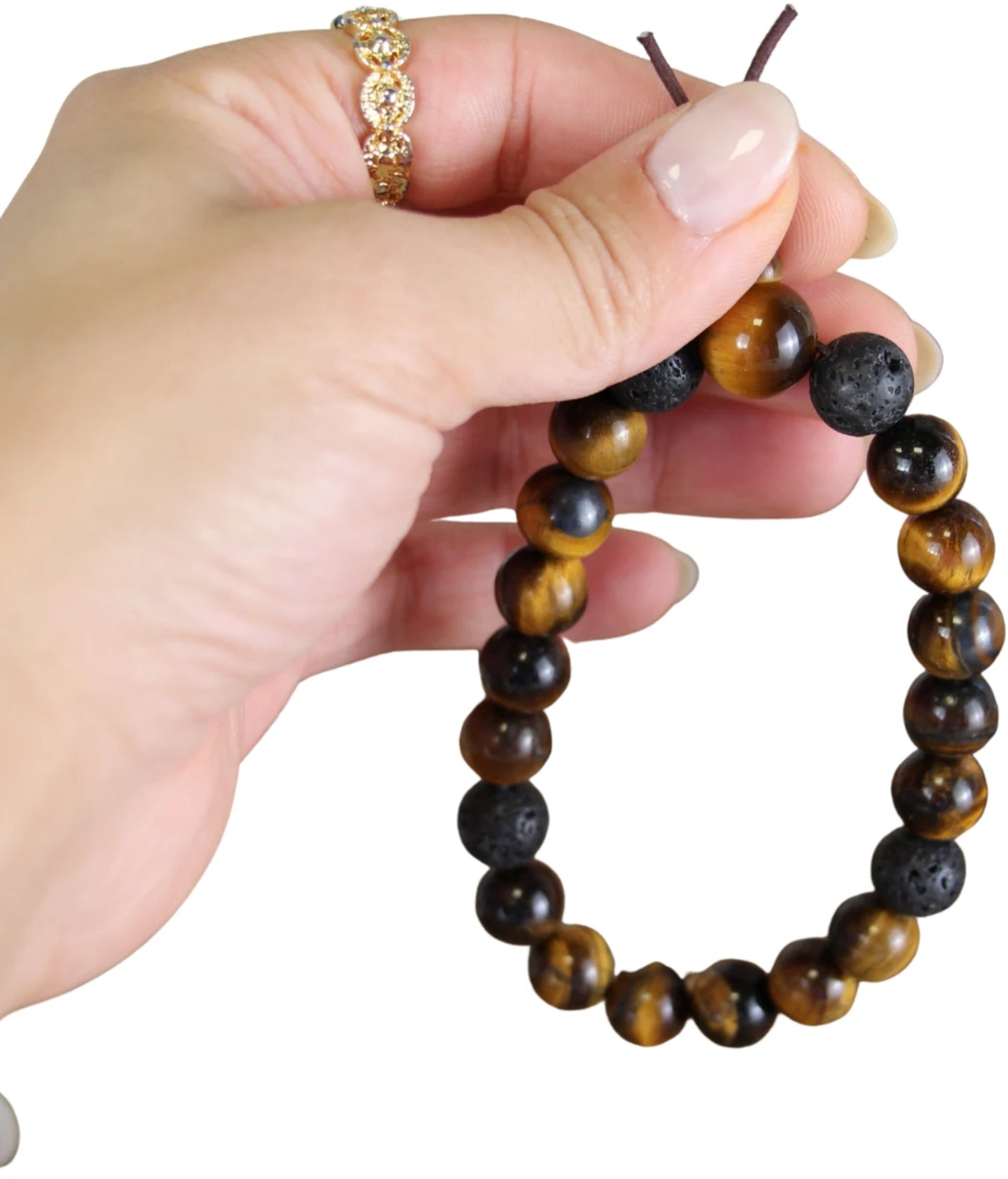 Tijgeroog powerbead mannen - extra lange armband