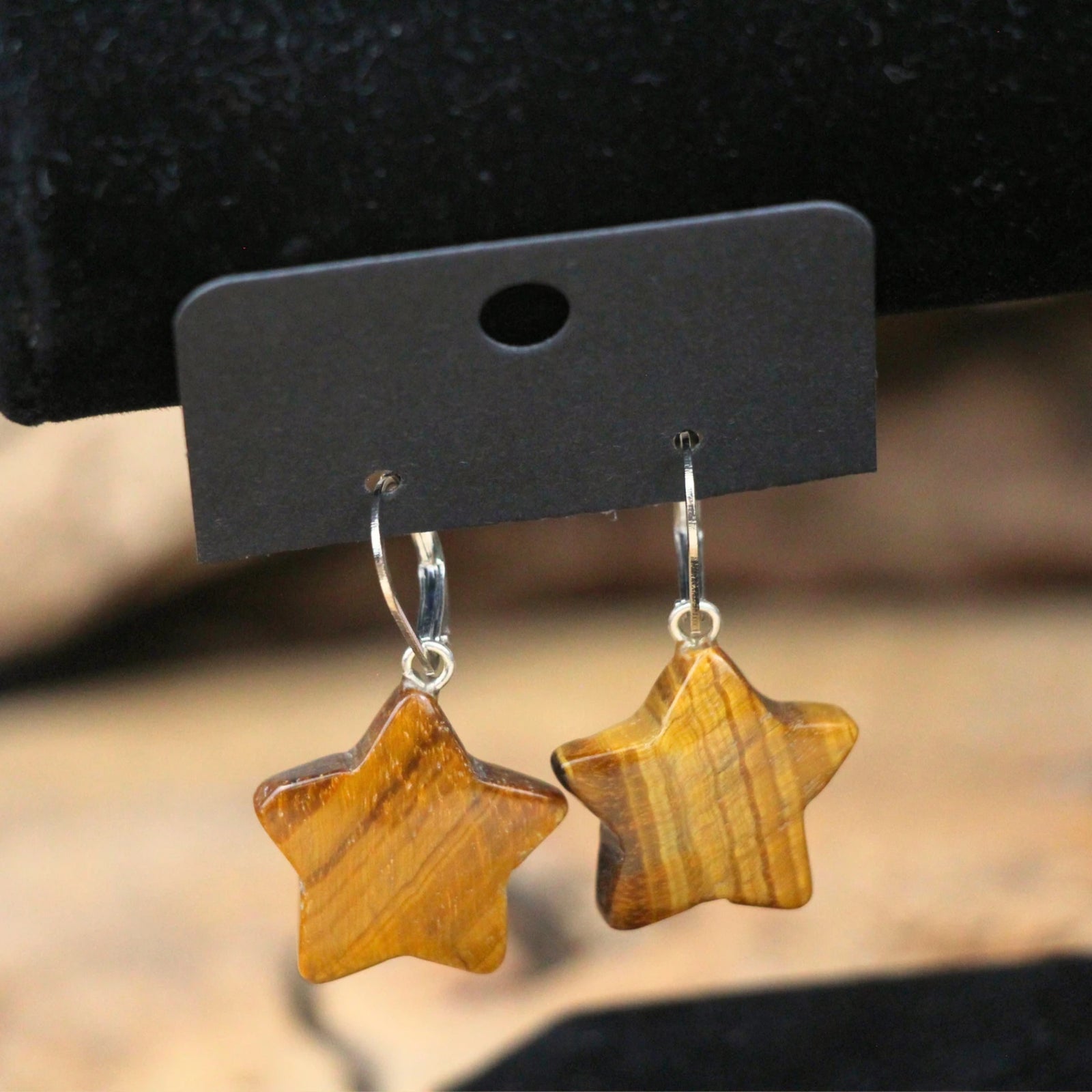 Tijgeroog ster oorbellen - fashion jewelry
