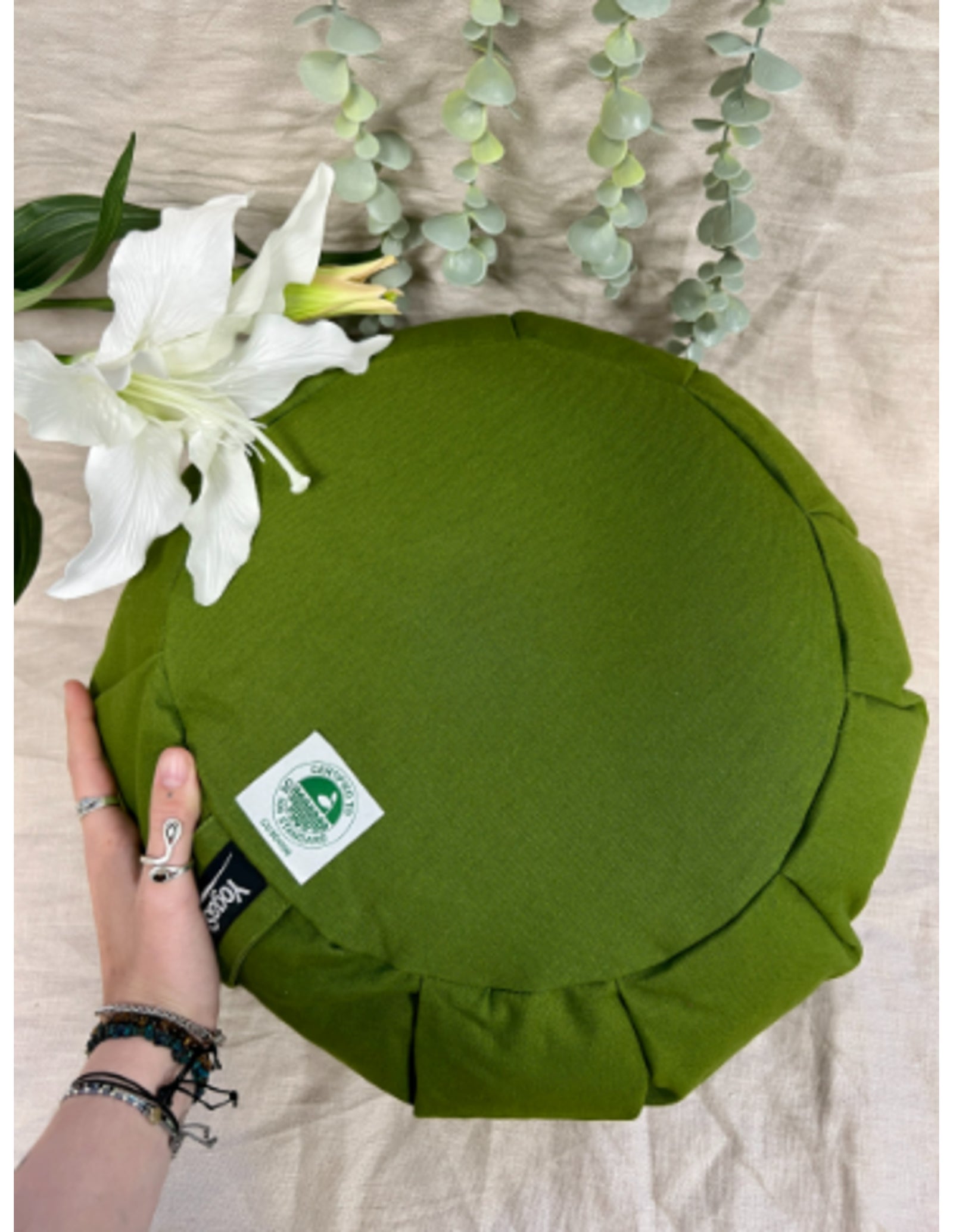 YogaStyles Meditatiekussen Organic Zafu Olijfgroen