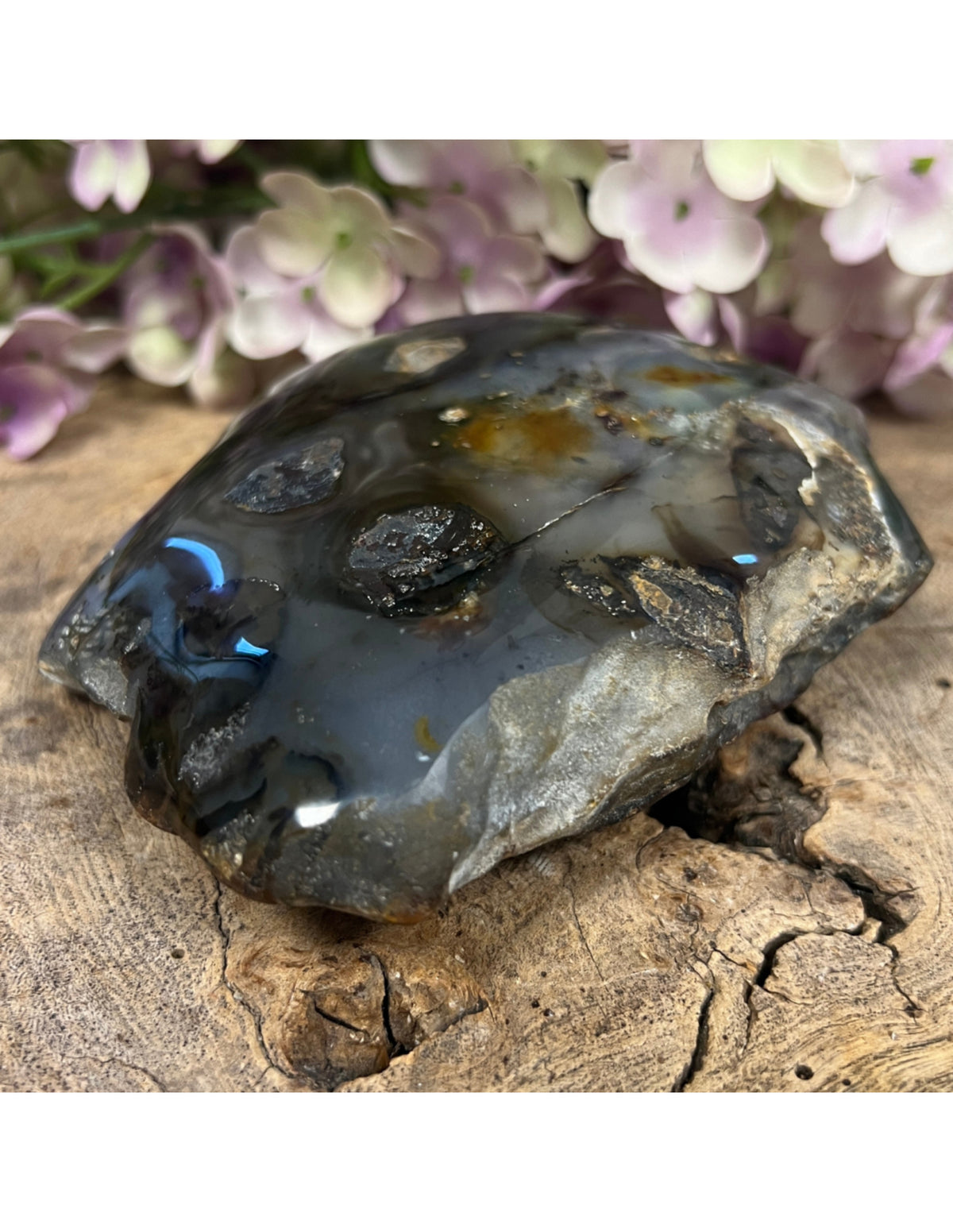 Agaat dendriet half gepolijst stuk nr.01