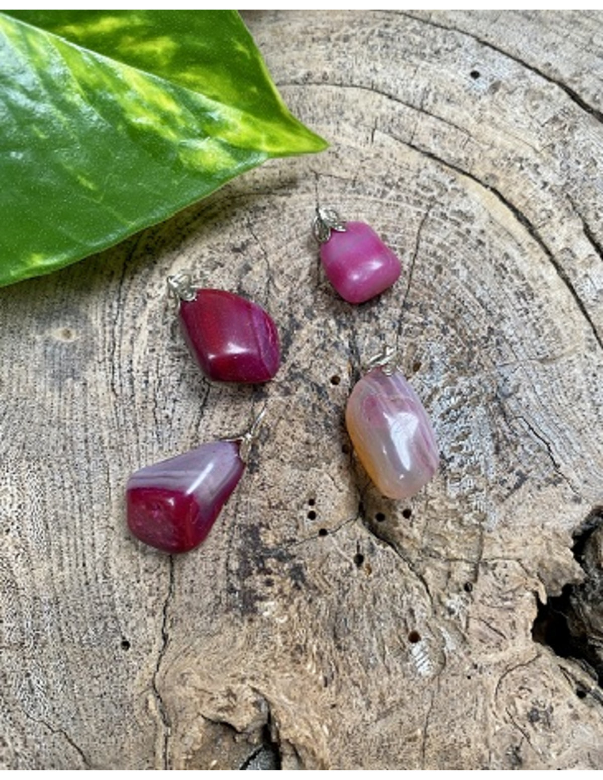 Agaat (gekleurd) roze edelsteen hanger
