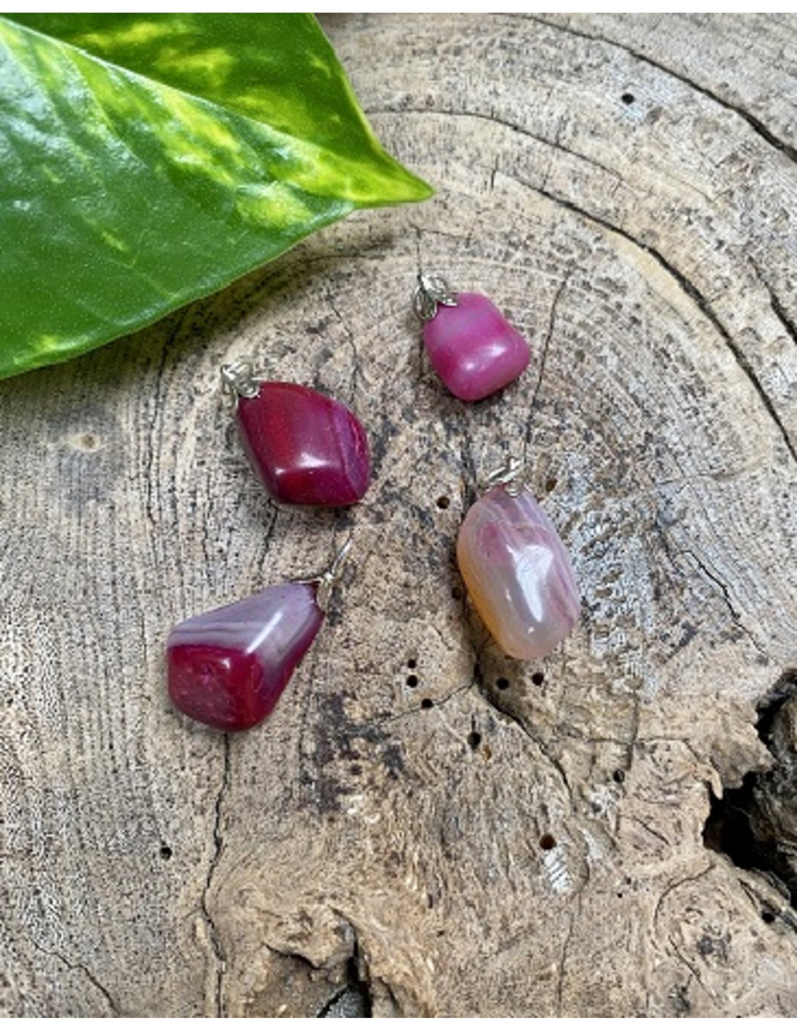 Agaat (gekleurd) roze edelsteen hanger