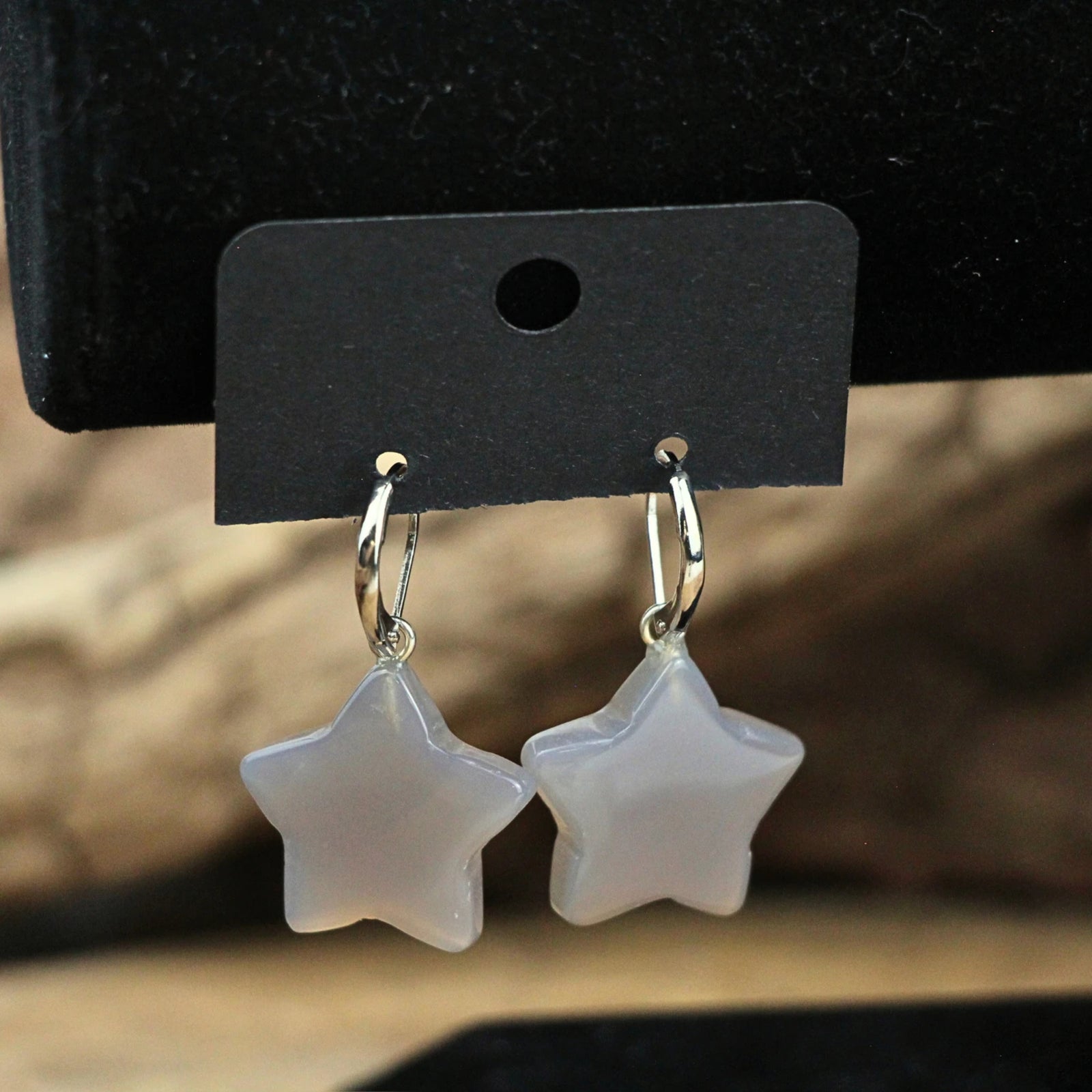 Agaat grijs ster oorbellen - fashion jewelry