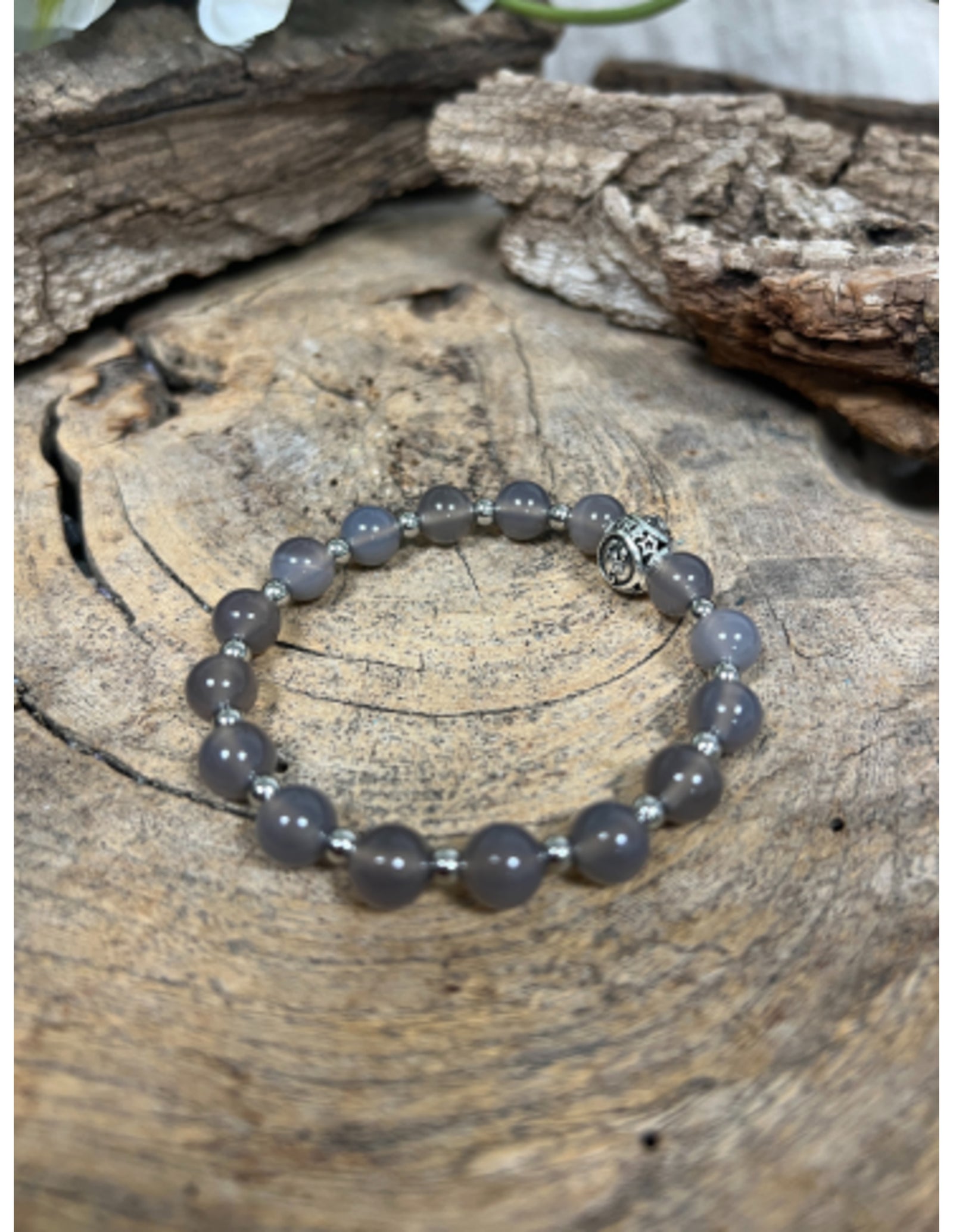 Agaat grijs sterrenbeeld armband - Schorpioen