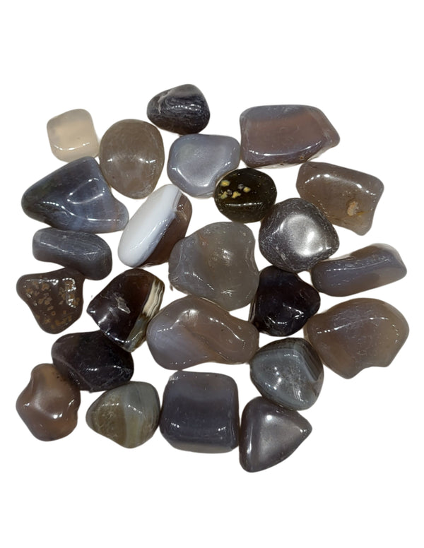 Agaat grijs edelsteen trommelstenen 250 gr. (mt3)