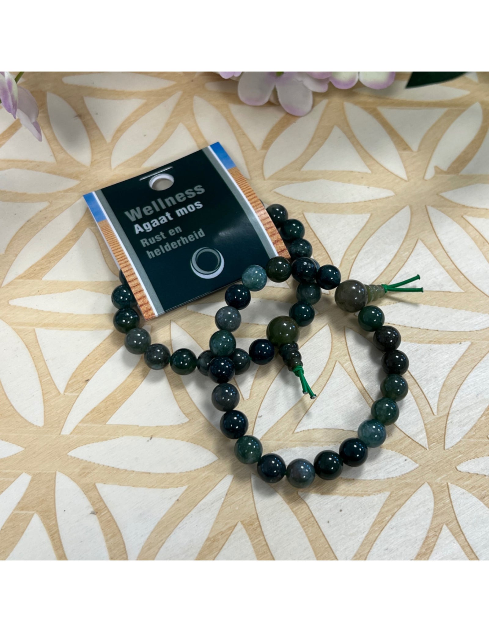 Agaat mos powerbead armband