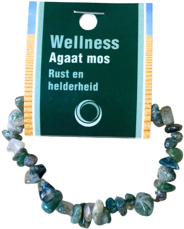 Agaat mos edelsteen splitarmband