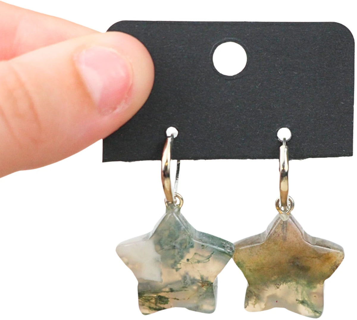 Agaat mos ster oorbellen - fashion jewelry