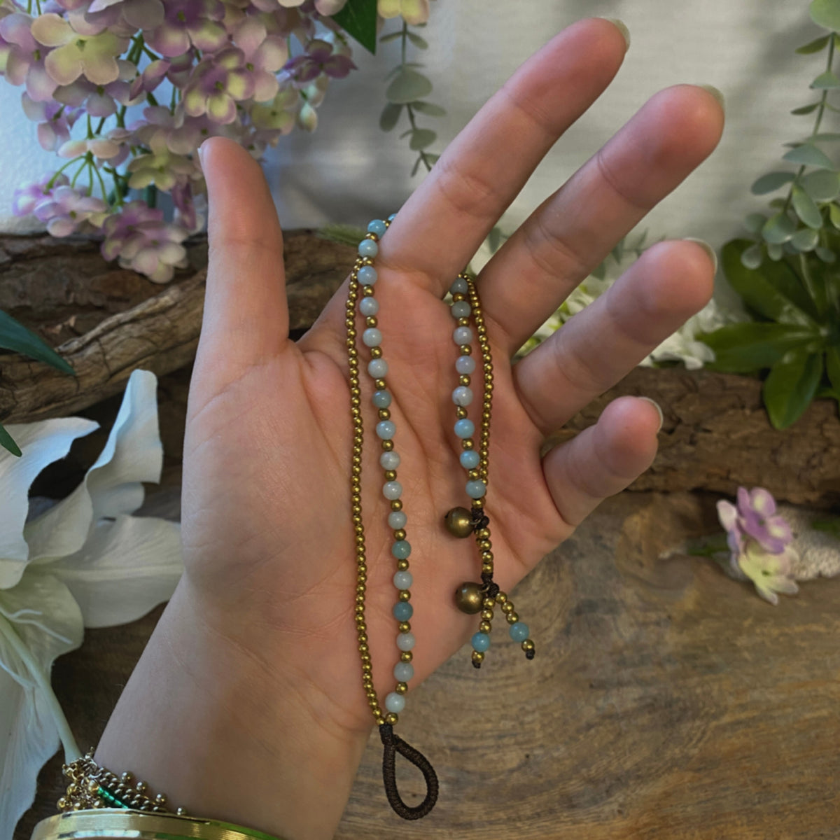 Amazoniet enkelbandje gipsy-stijl