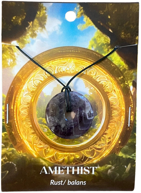 Amethist edelsteen donut op kaart Hanger
