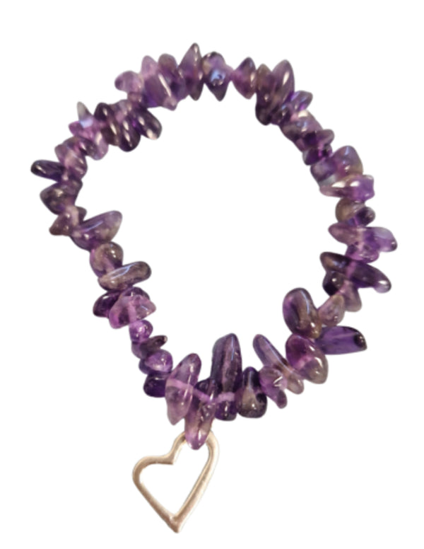 Amethist hart edelsteen splitarmband