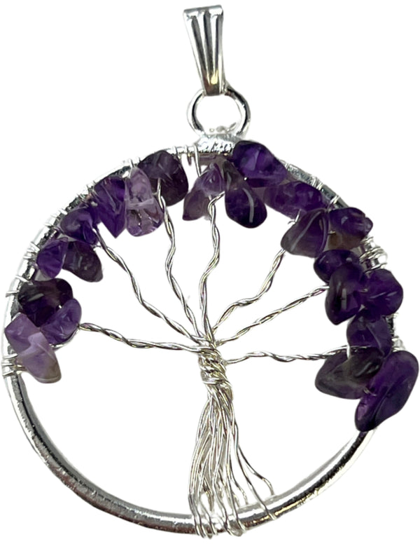 Amethist levensboom Edelsteen Hanger 30 mm